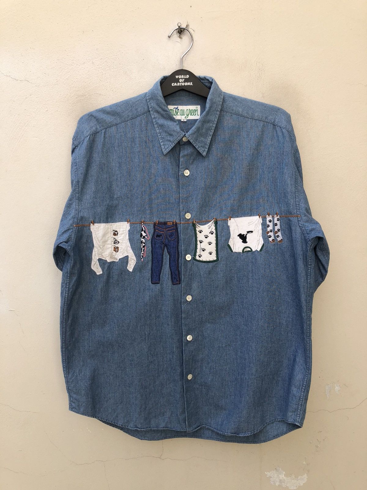 Vintage Vintage 90s Mise Au Green Drying Laundry Chambray Shirt Size US L / EU 52-54 / 3 - 11 Thumbnail