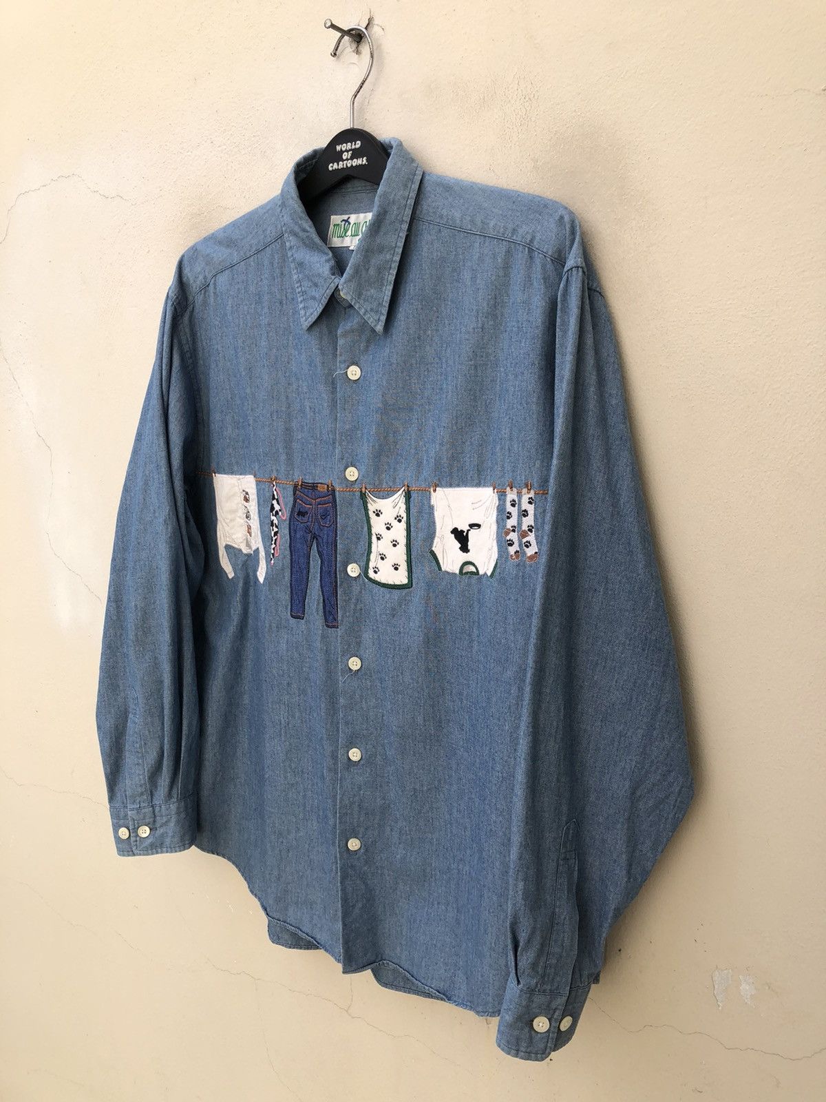 Vintage Vintage 90s Mise Au Green Drying Laundry Chambray Shirt Size US L / EU 52-54 / 3 - 8 Thumbnail