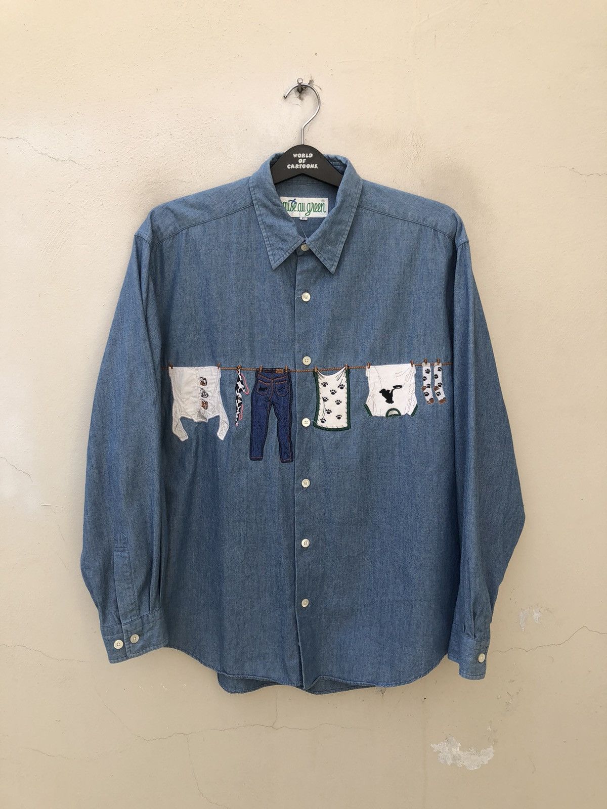 Vintage Vintage 90s Mise Au Green Drying Laundry Chambray Shirt Size US L / EU 52-54 / 3 - 6 Thumbnail