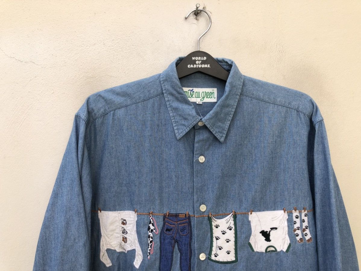 Vintage Vintage 90s Mise Au Green Drying Laundry Chambray Shirt Size US L / EU 52-54 / 3 - 7 Thumbnail