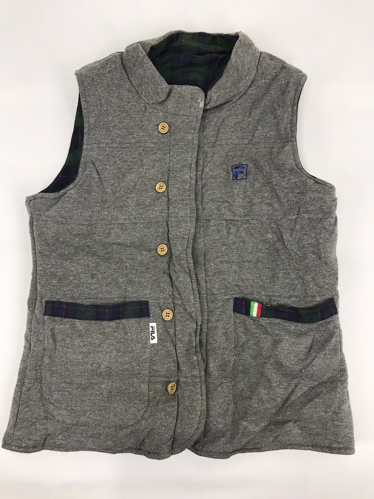 Fila Fila Unisex Reversible Insulate Wool Vest Plaid Checked Size US S / EU 44-46 / 1 - 1 Thumbnail