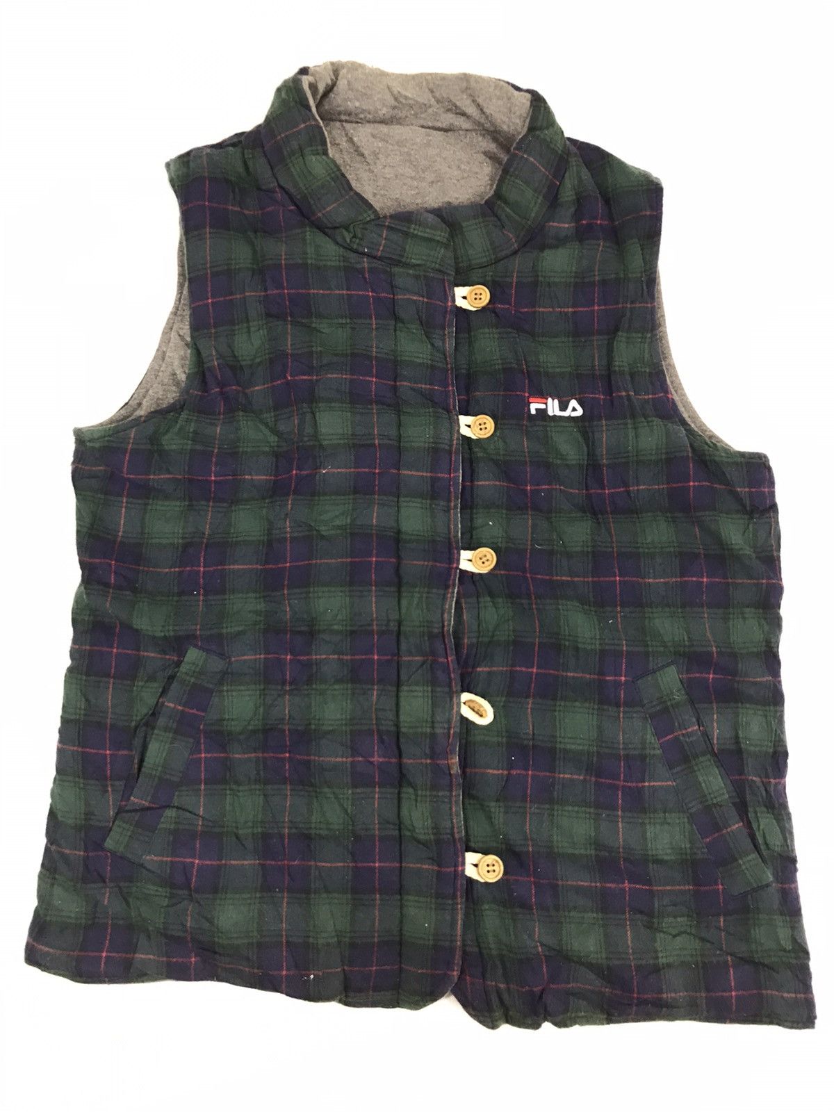 Fila Fila Unisex Reversible Insulate Wool Vest Plaid Checked Size US S / EU 44-46 / 1 - 3 Thumbnail