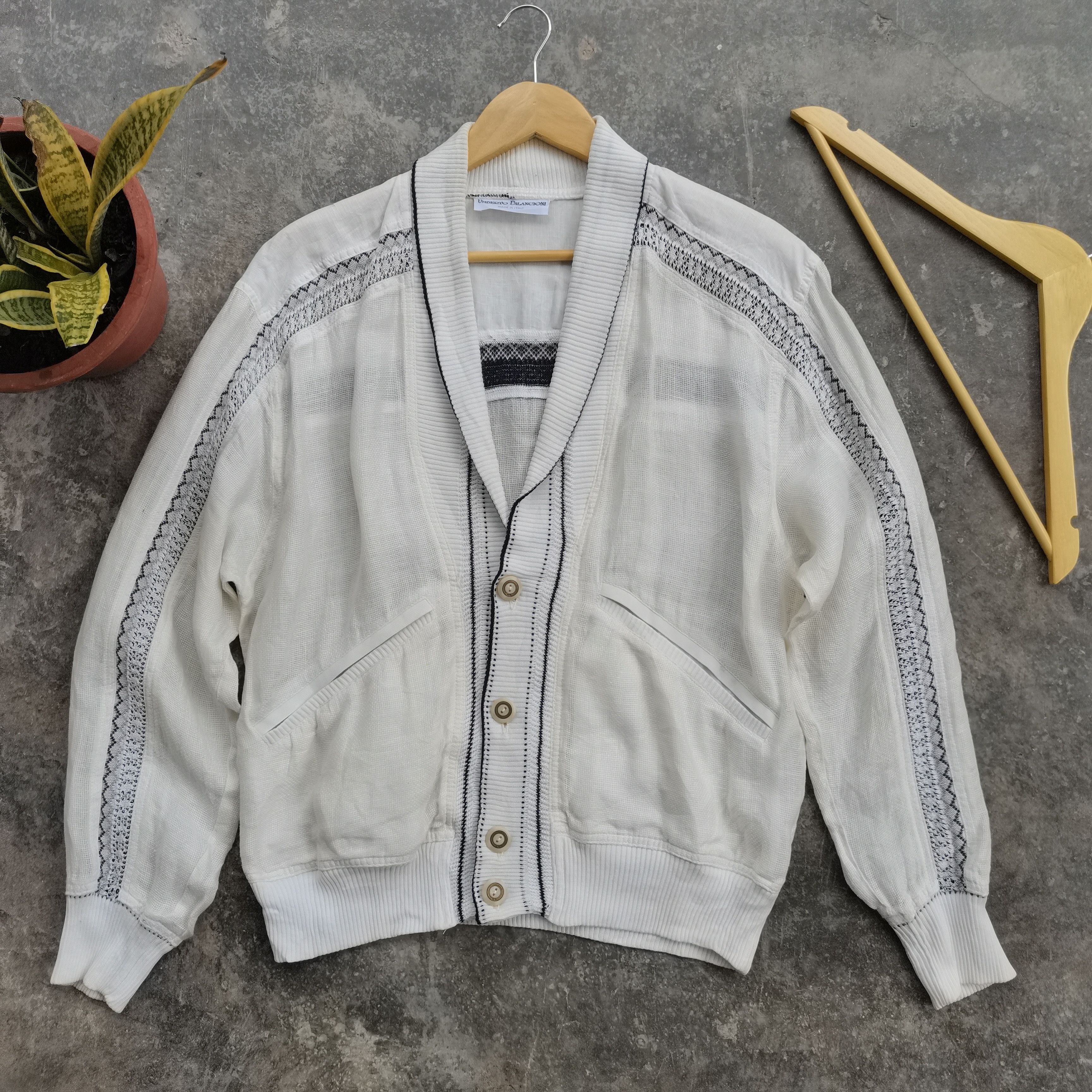 image of Rarevintage Umberto Bilancioni Italian Linen Cardigan in White, Women's (Size Medium)