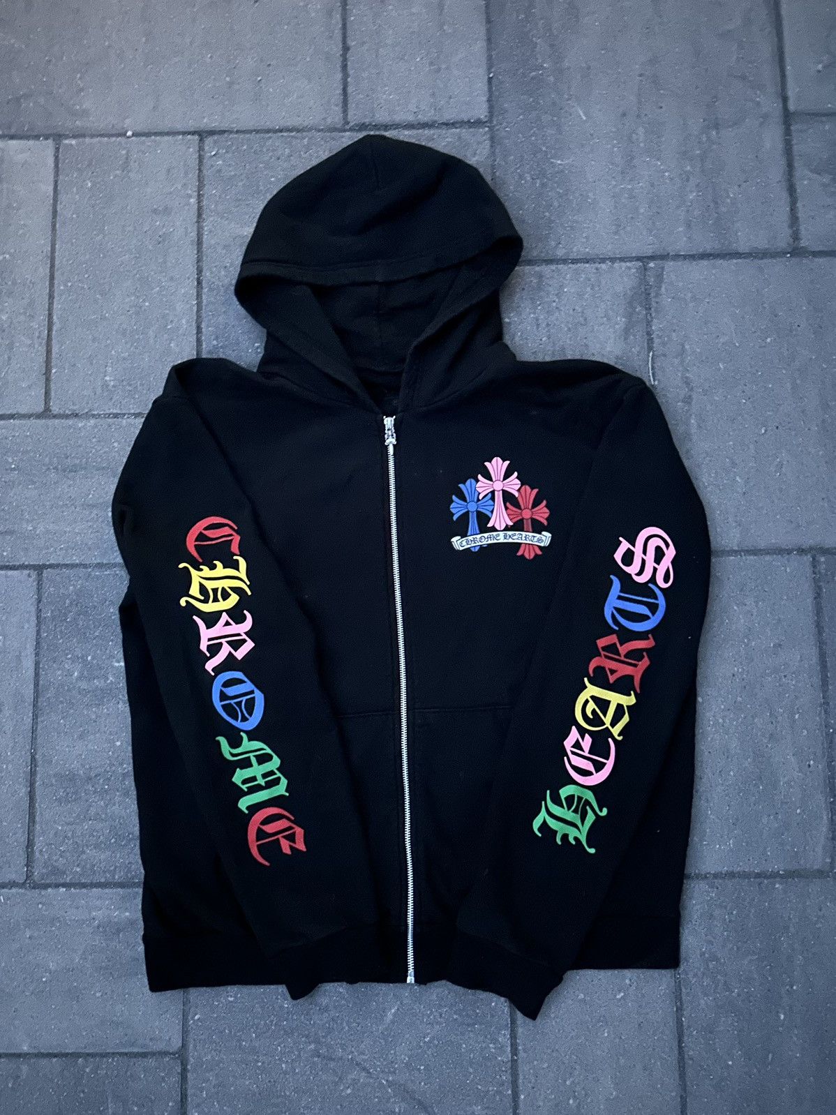 Chh Chrome Hearts Hoodie Cross Red Character Embroidered Casual Hooded Sweater