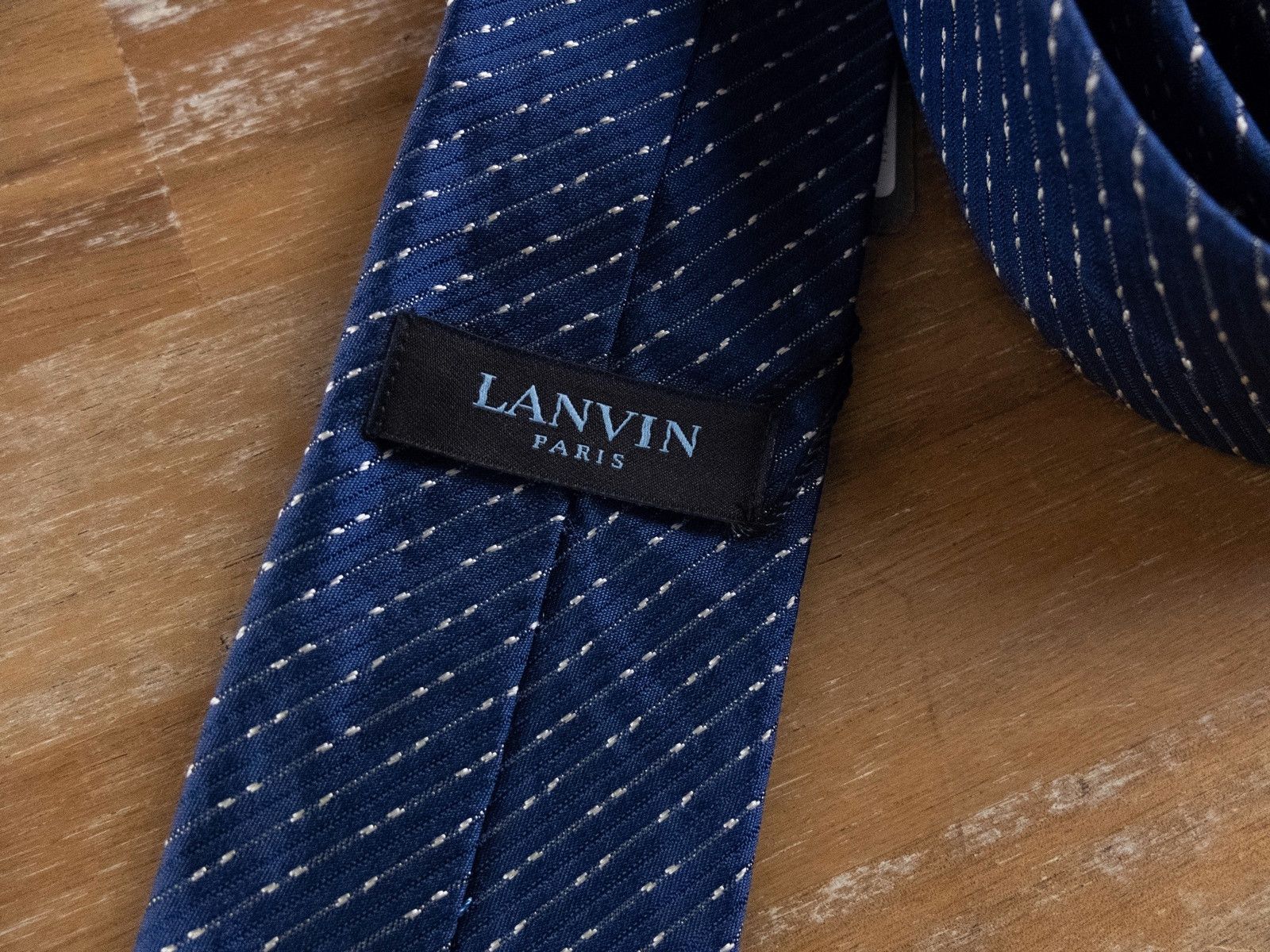 Lanvin LANVIN Paris blue striped slim narrow width silk Size ONE SIZE - 3 Thumbnail
