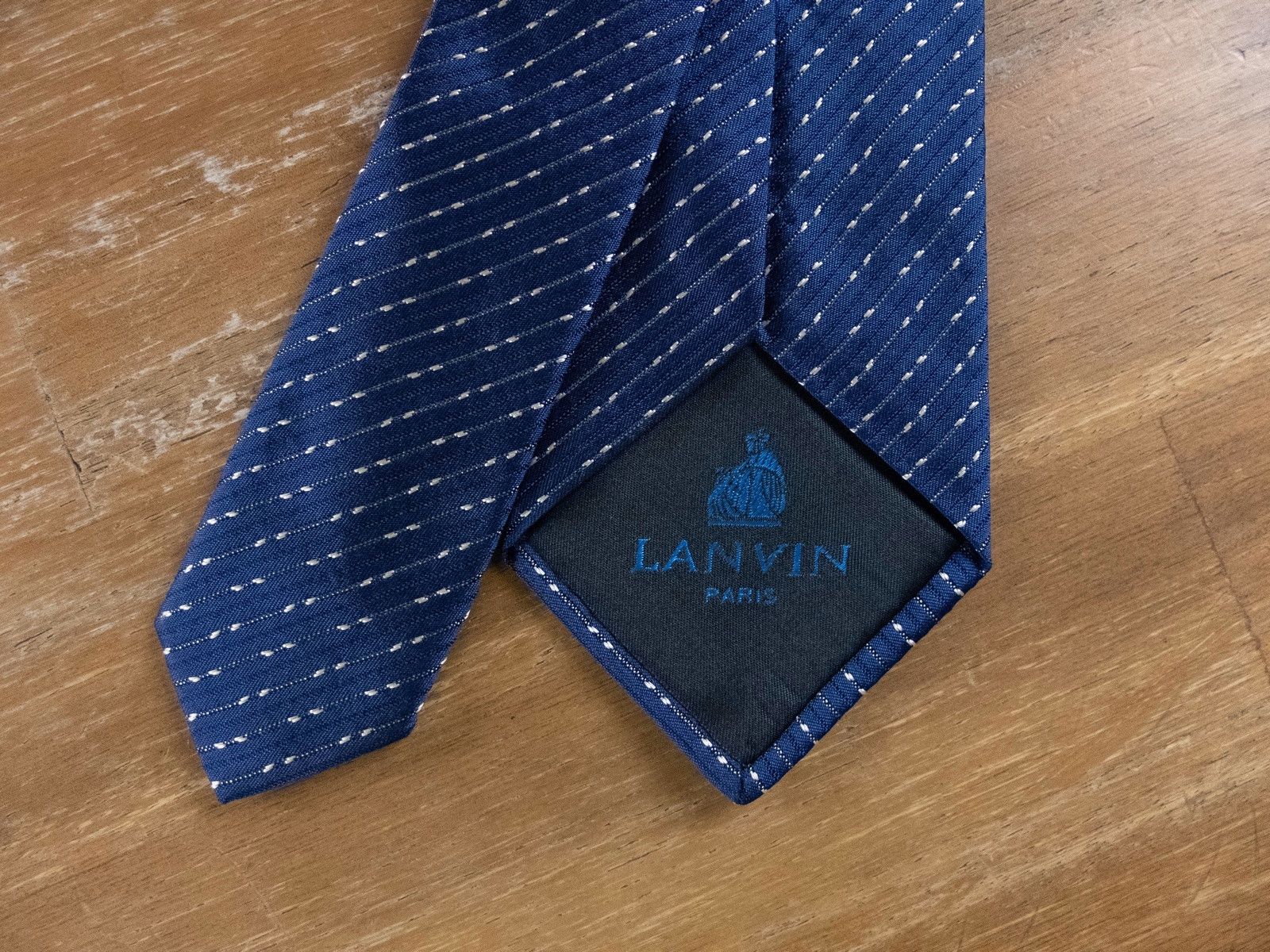 Lanvin LANVIN Paris blue striped slim narrow width silk Size ONE SIZE - 4 Thumbnail