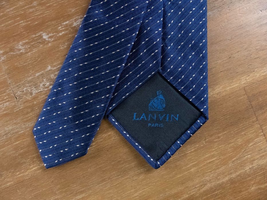 Lanvin LANVIN Paris blue slim narrow width silk tie authentic | Grailed