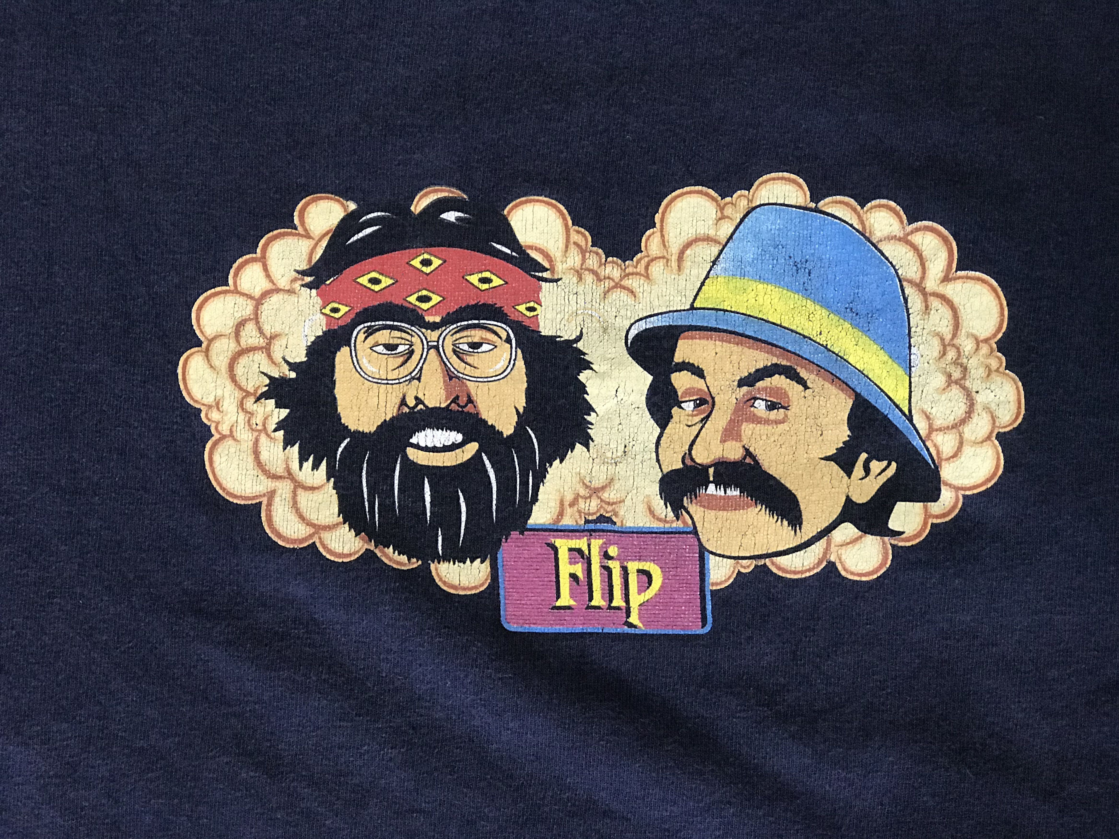 Vintage Vintage 90’s FLIP SKATEBOARDS CHEECH & CHONG Tshirt Size US XL / EU 56 / 4 - 6 Thumbnail