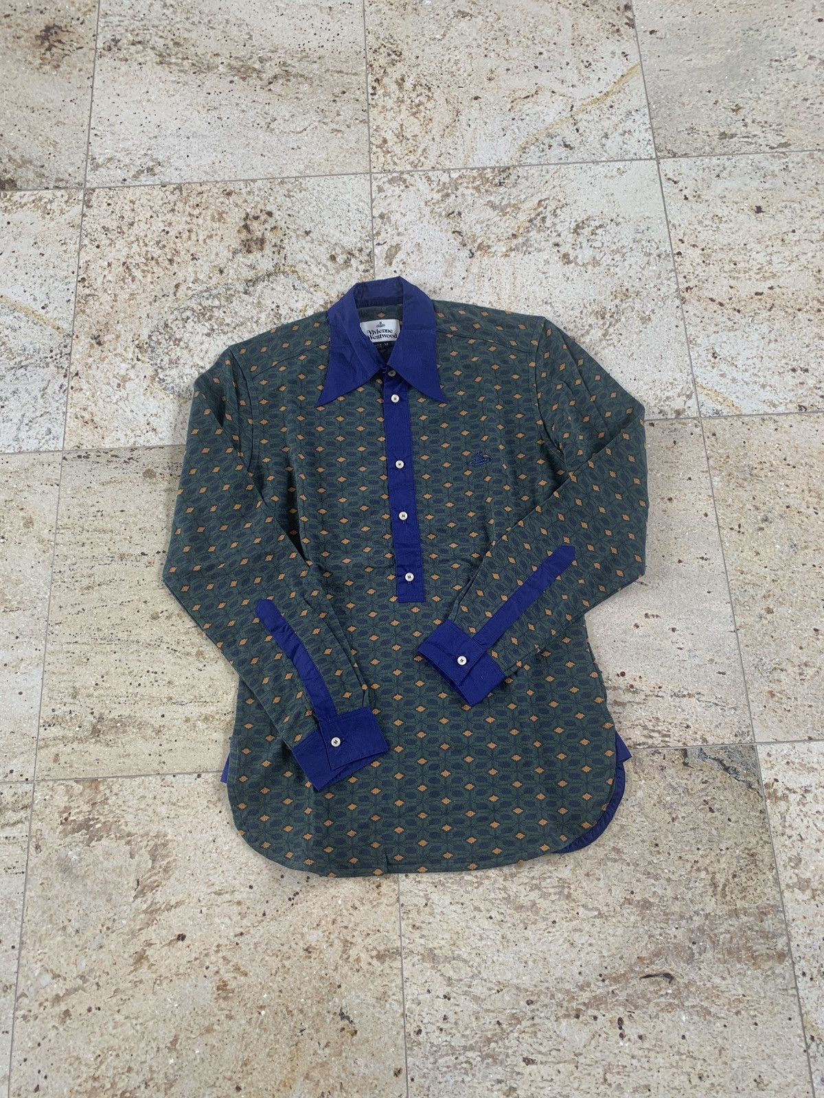 Vivienne Westwood o1rshd1 Argyle Multicolor Big Neck Polo, LS Size US M / EU 48-50 / 2 - 1 Thumbnail
