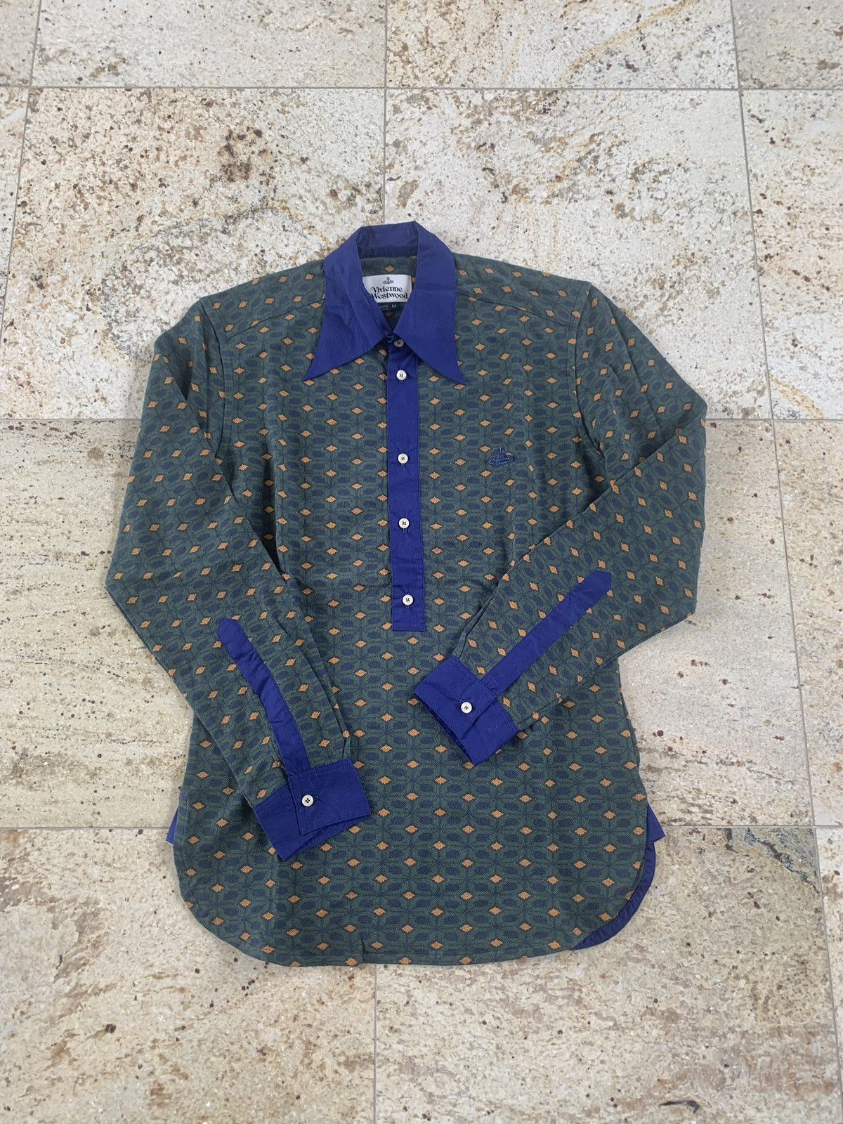 Vivienne Westwood o1rshd1 Argyle Multicolor Big Neck Polo, LS Size US M / EU 48-50 / 2 - 2 Thumbnail