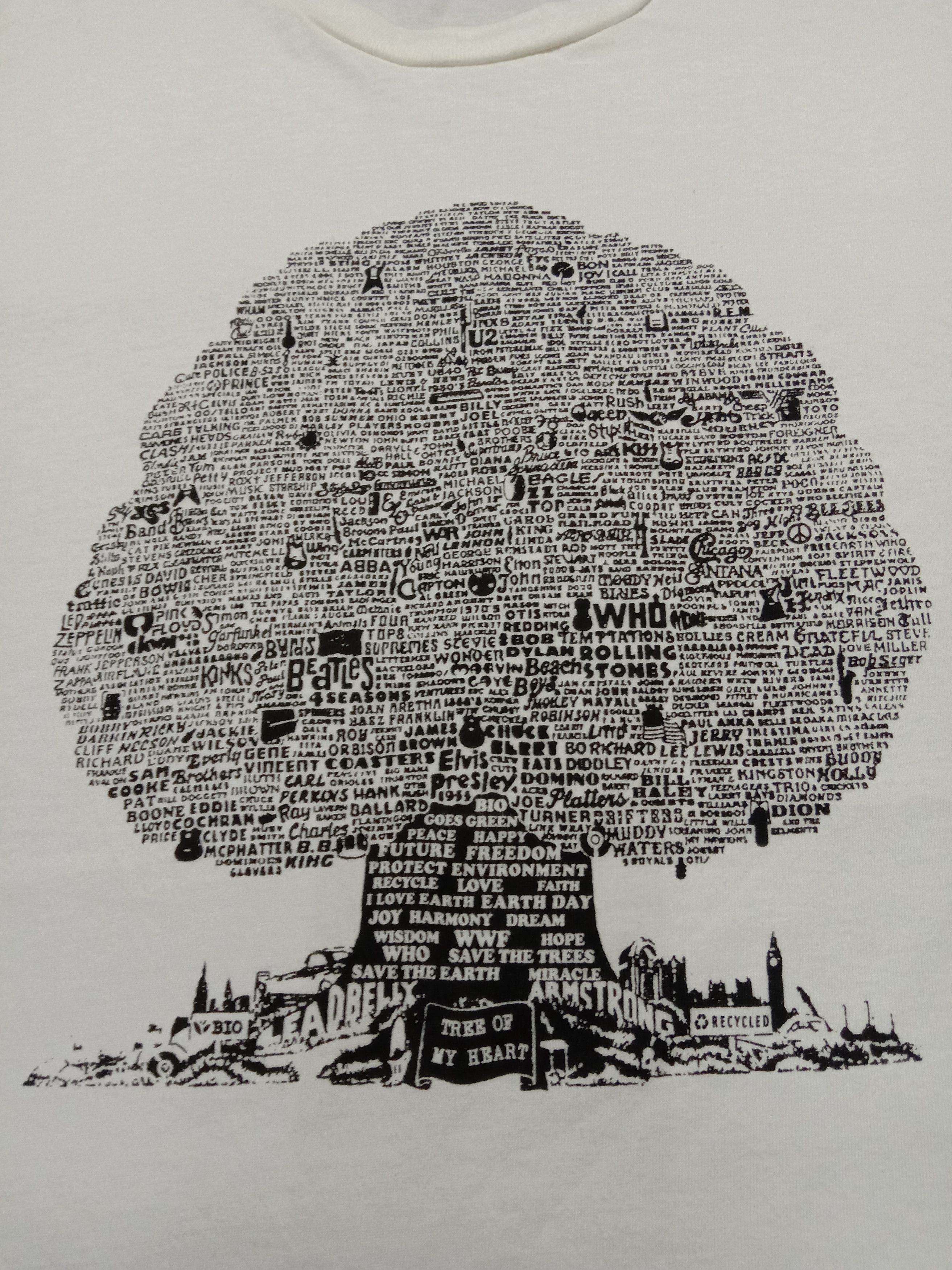 image of Band Tees x Giordano Tree Of My Heart Band Cover On Shirt The Who in White, Men's (Size Medium)