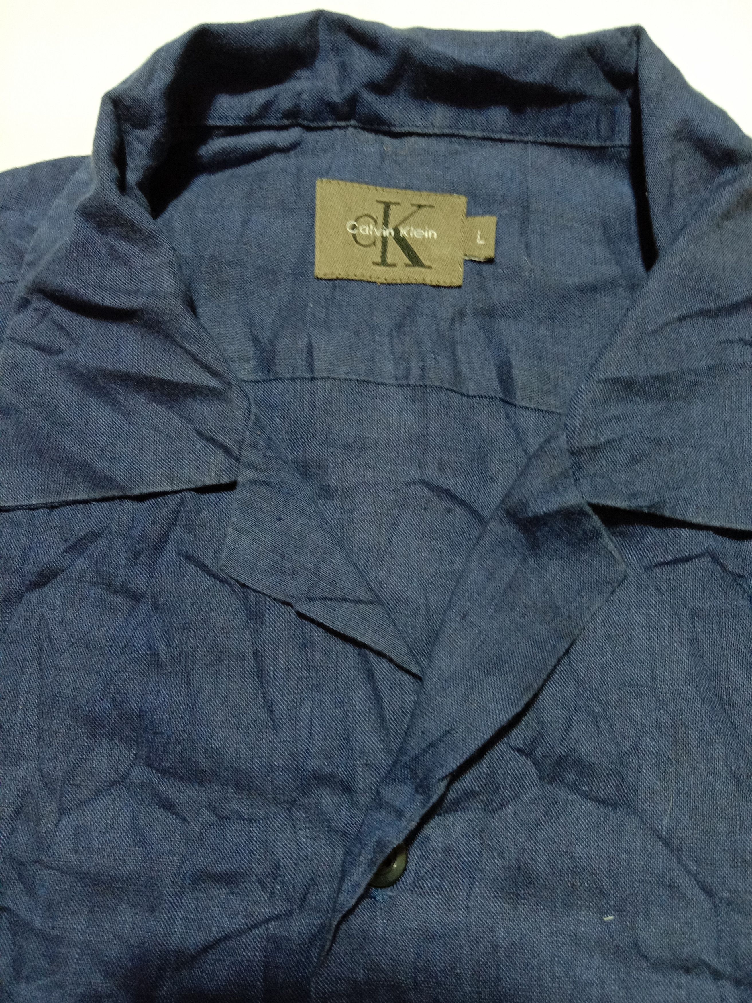 Calvin Klein Branded Button Up Shirt Calvin Klein Navy Blue Size US L / EU 52-54 / 3 - 3 Thumbnail