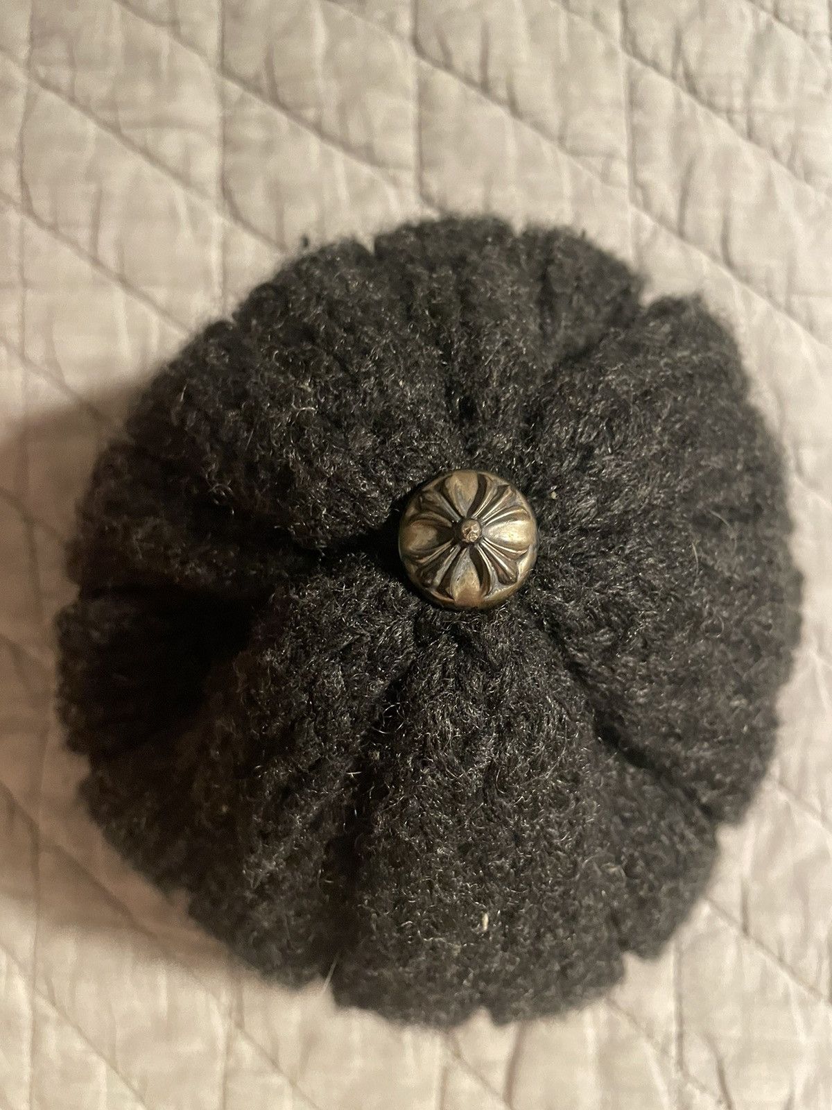 Chrome Hearts Vintage Cross Leather Patch Cashmere Beanie Size ONE SIZE - 3 Thumbnail