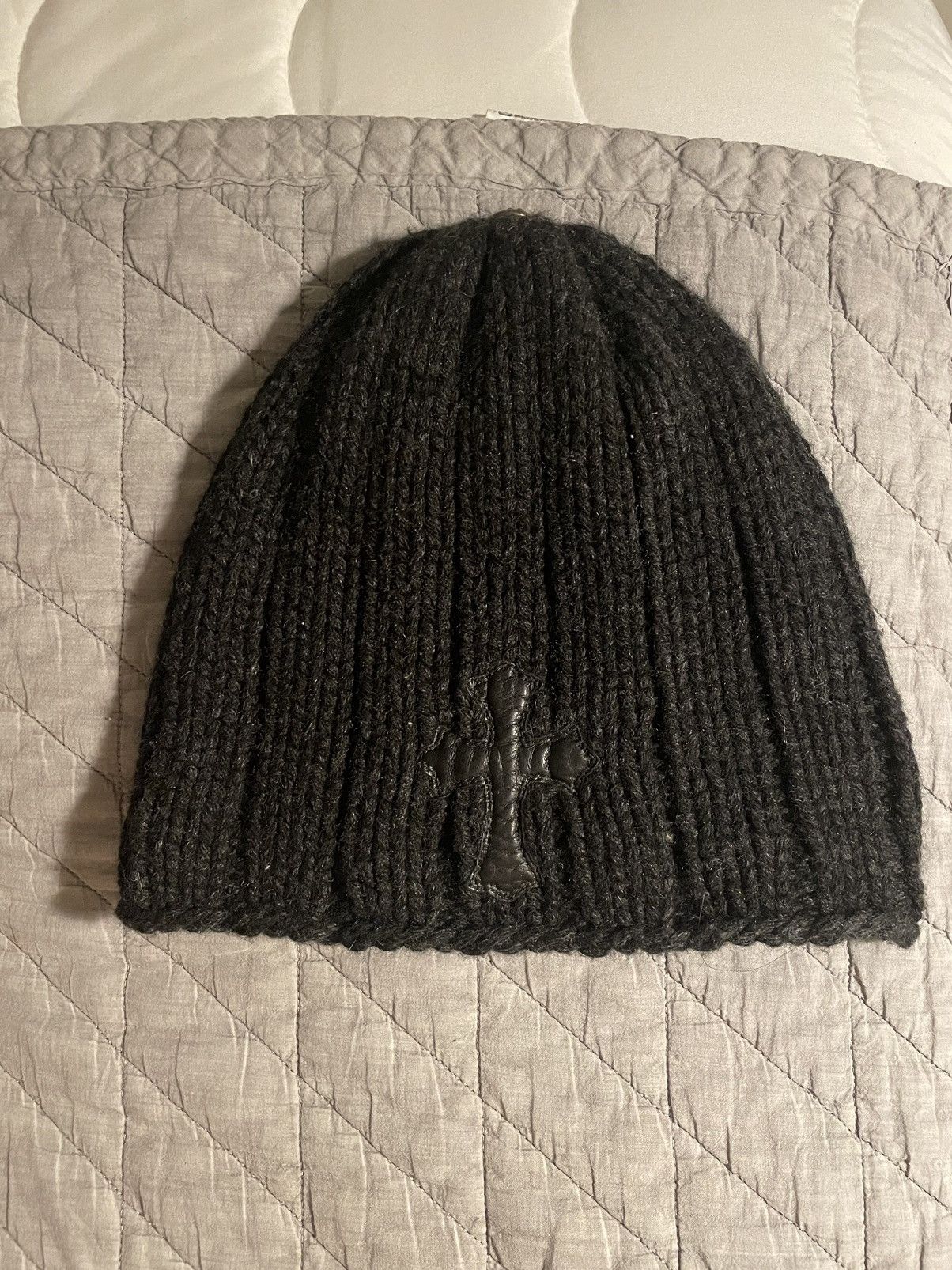 Chrome Hearts Vintage Cross Leather Patch Cashmere Beanie Size ONE SIZE - 1 Thumbnail