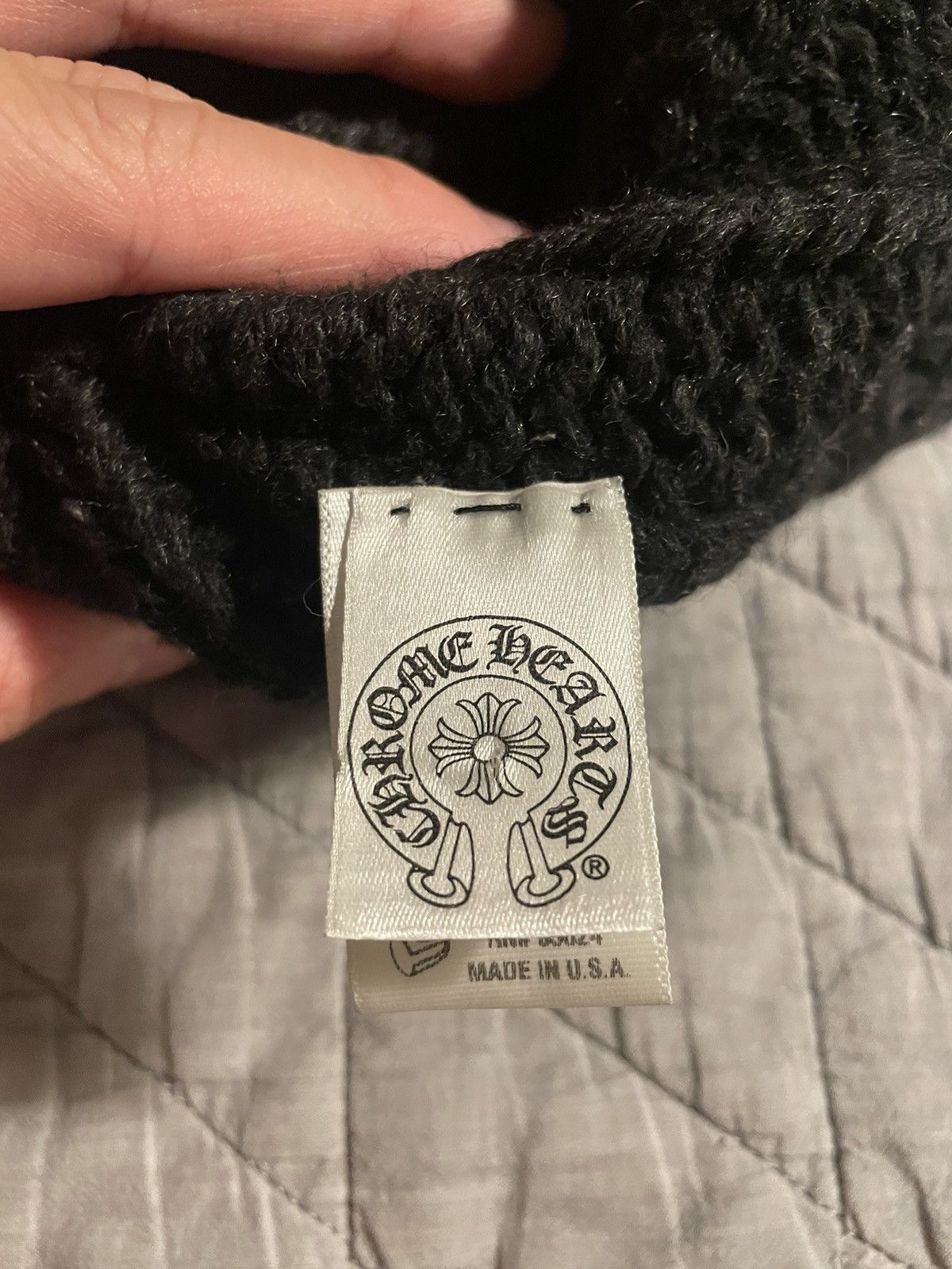 Chrome Hearts Vintage Cross Leather Patch Cashmere Beanie Size ONE SIZE - 4 Thumbnail