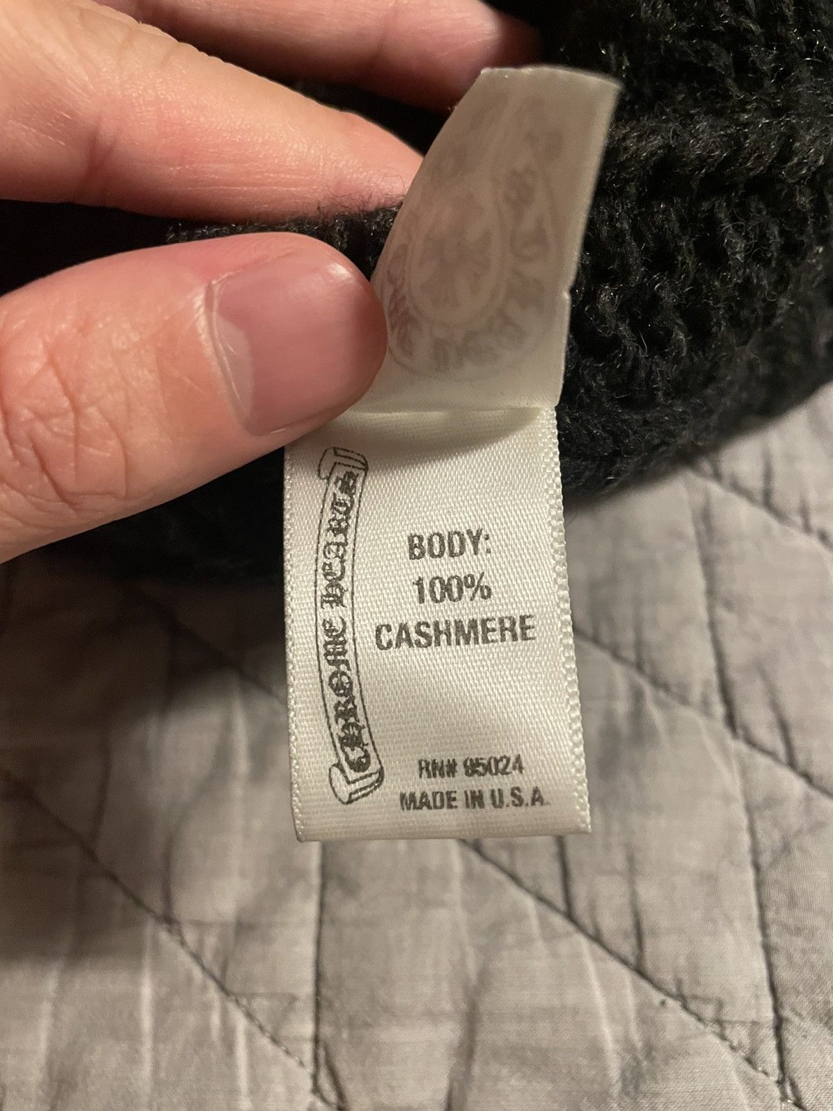 Chrome Hearts Vintage Cross Leather Patch Cashmere Beanie Size ONE SIZE - 5 Thumbnail