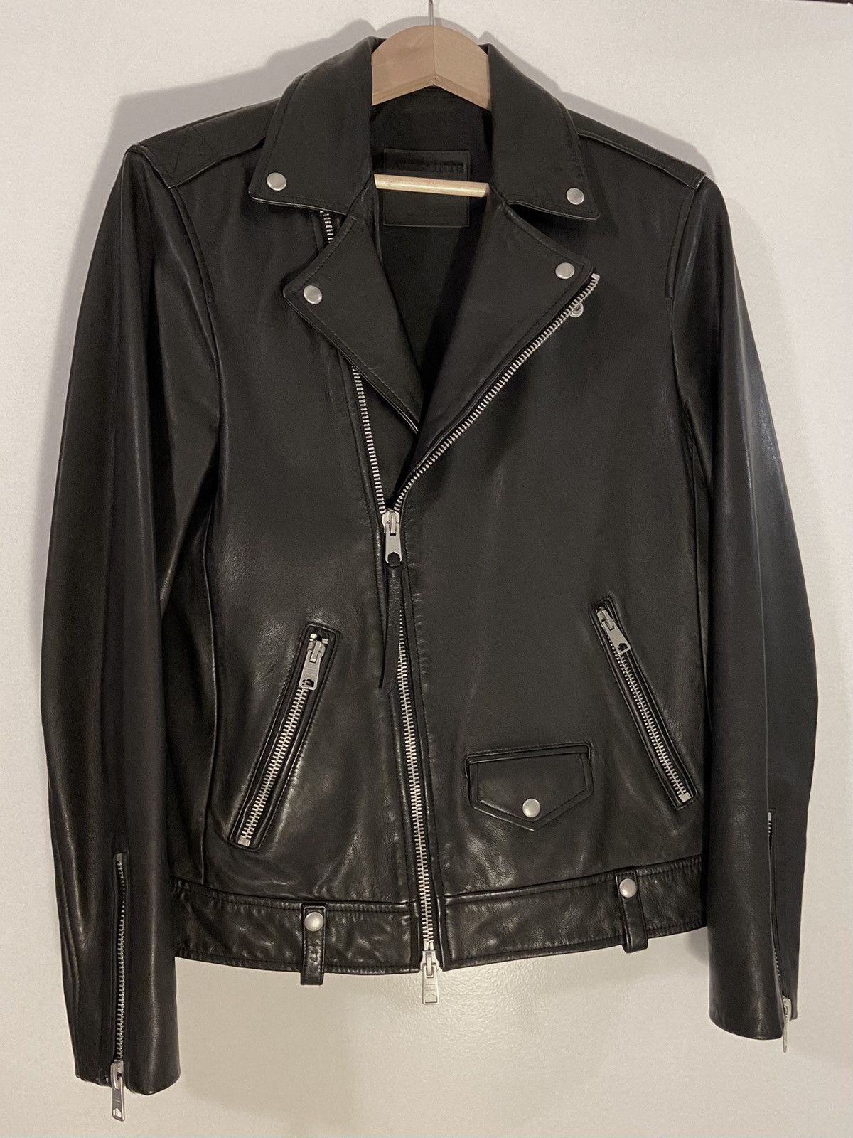 Allsaints Milo Asymmetric Zip Leather Biker Jacket by All Saints Size US S / EU 44-46 / 1 - 3 Thumbnail