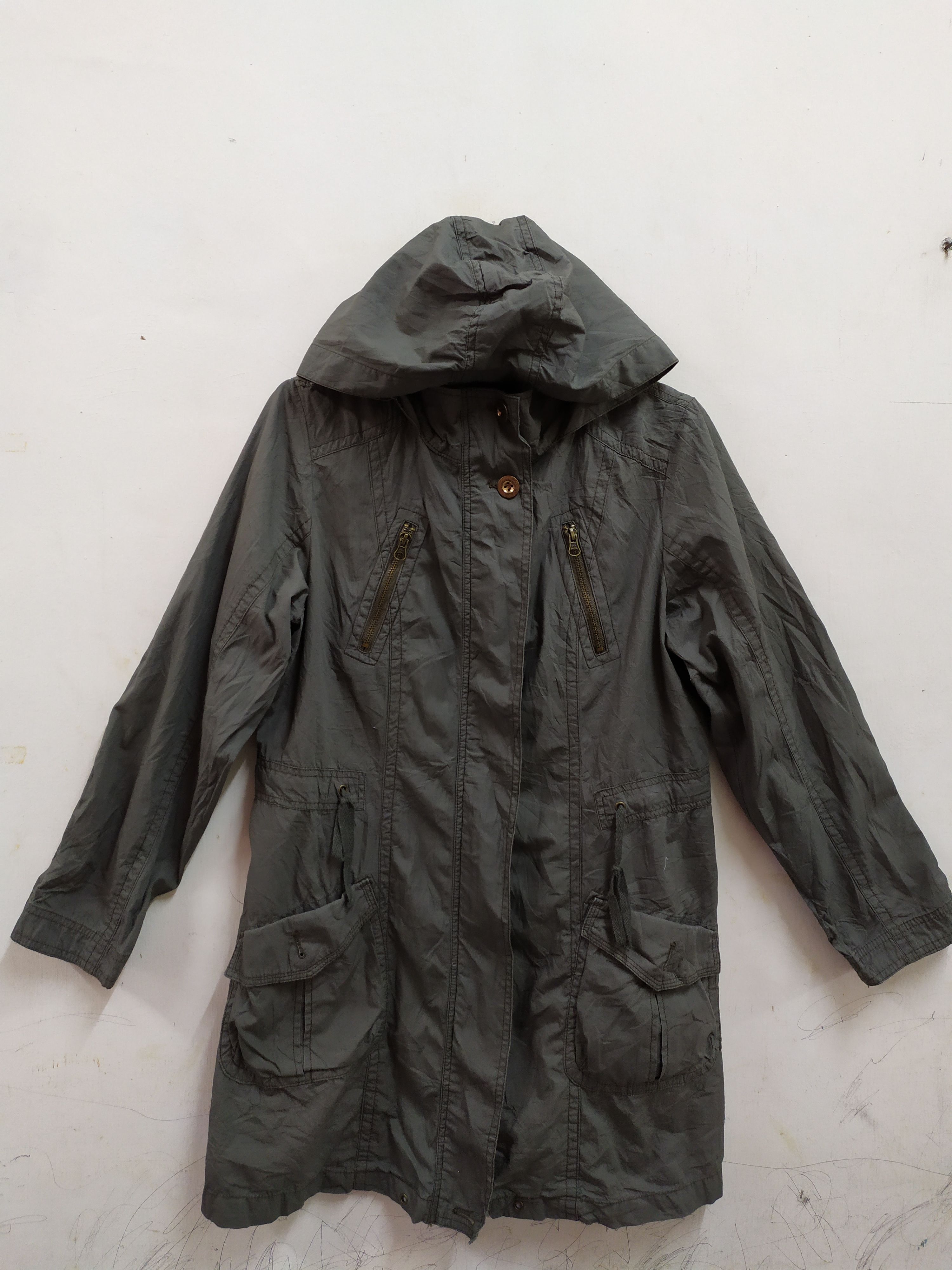 image of Vintage L & Beautiful Trench Coat Hoodie in Slate Grey, Men's (Size Medium)