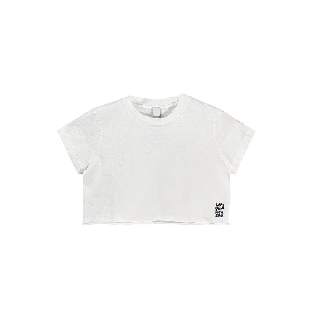 Chrome Hearts Chrome Hearts White Script Logo Short Sleeve Tee Crop Top ...