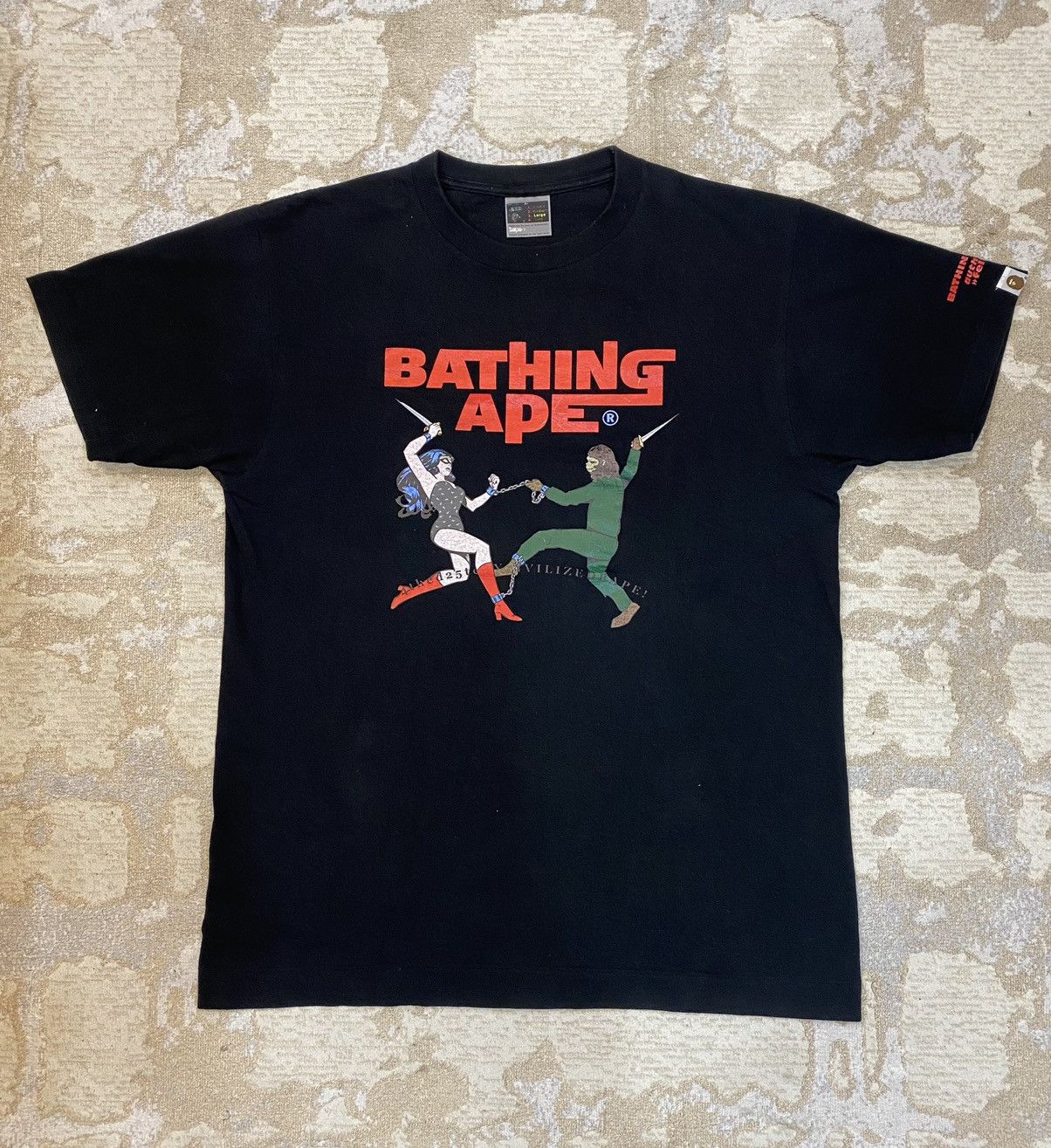 image of Bape x Vintage A Bathing Ape X Wonder Woman Shirt in Black, Men's (Size Large)