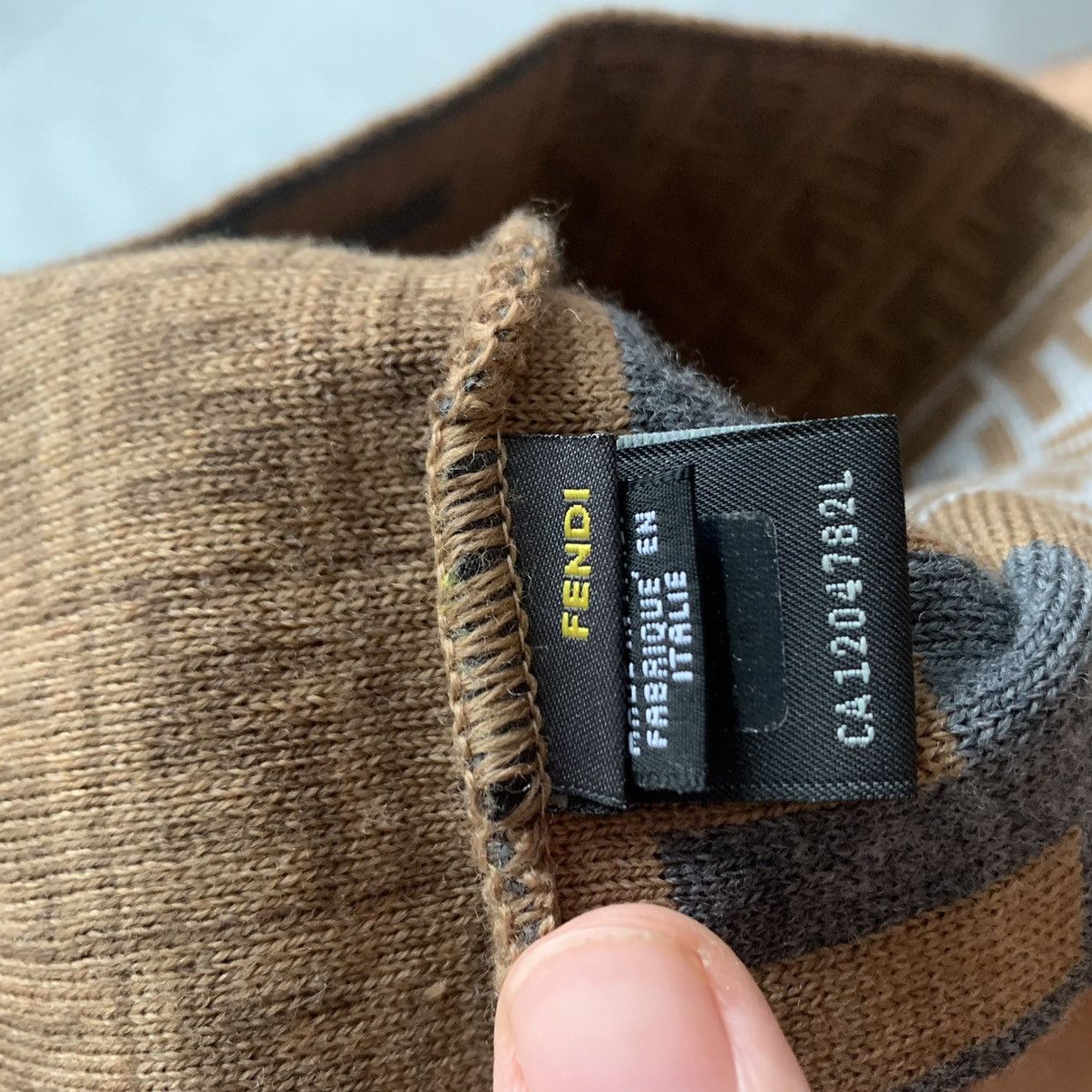 Fendi FENDI Hat Wool Monogram Zucca FF Brown Grey Beanie Size ONE SIZE - 5 Thumbnail