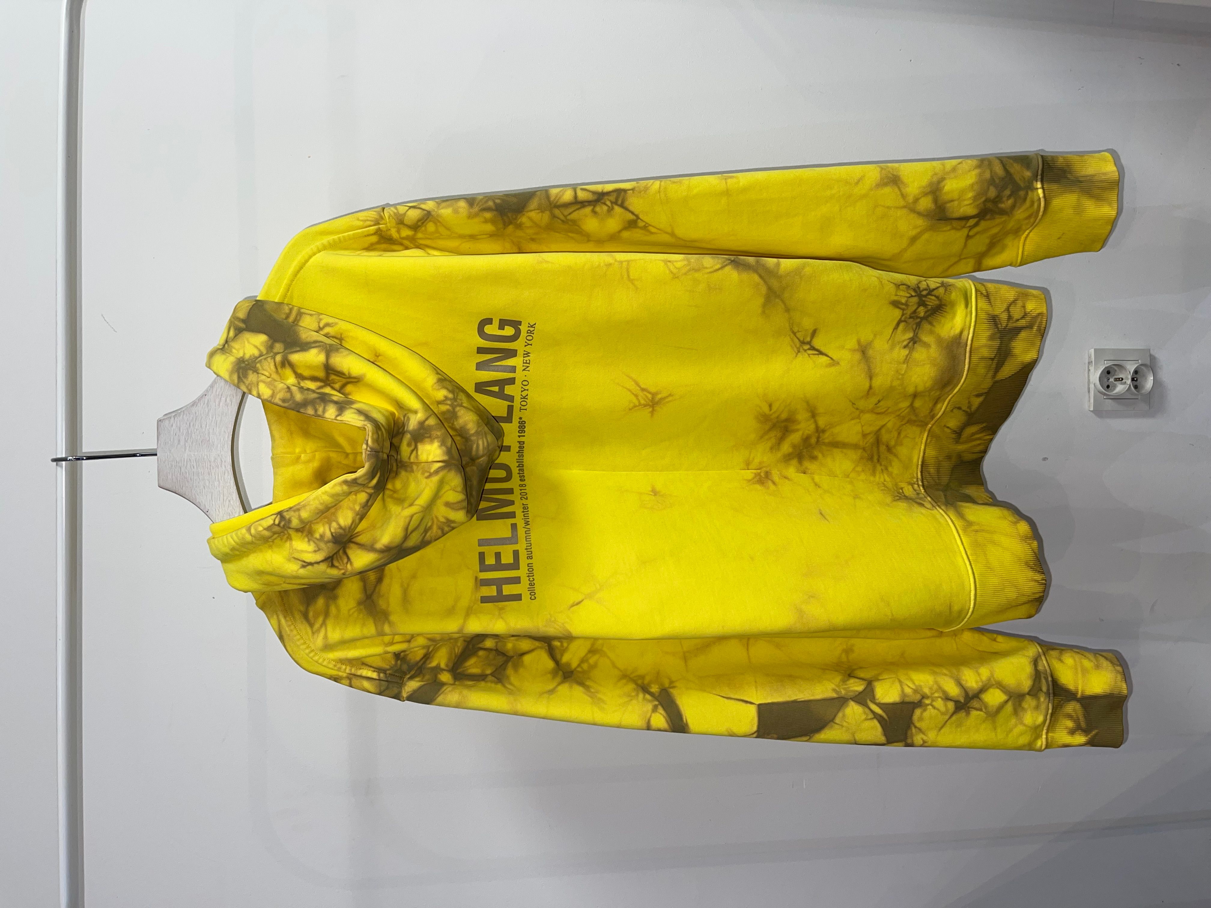 Pre-owned Helmut Lang Aw18  Tie Dye Big Logo Yellow Hoodie