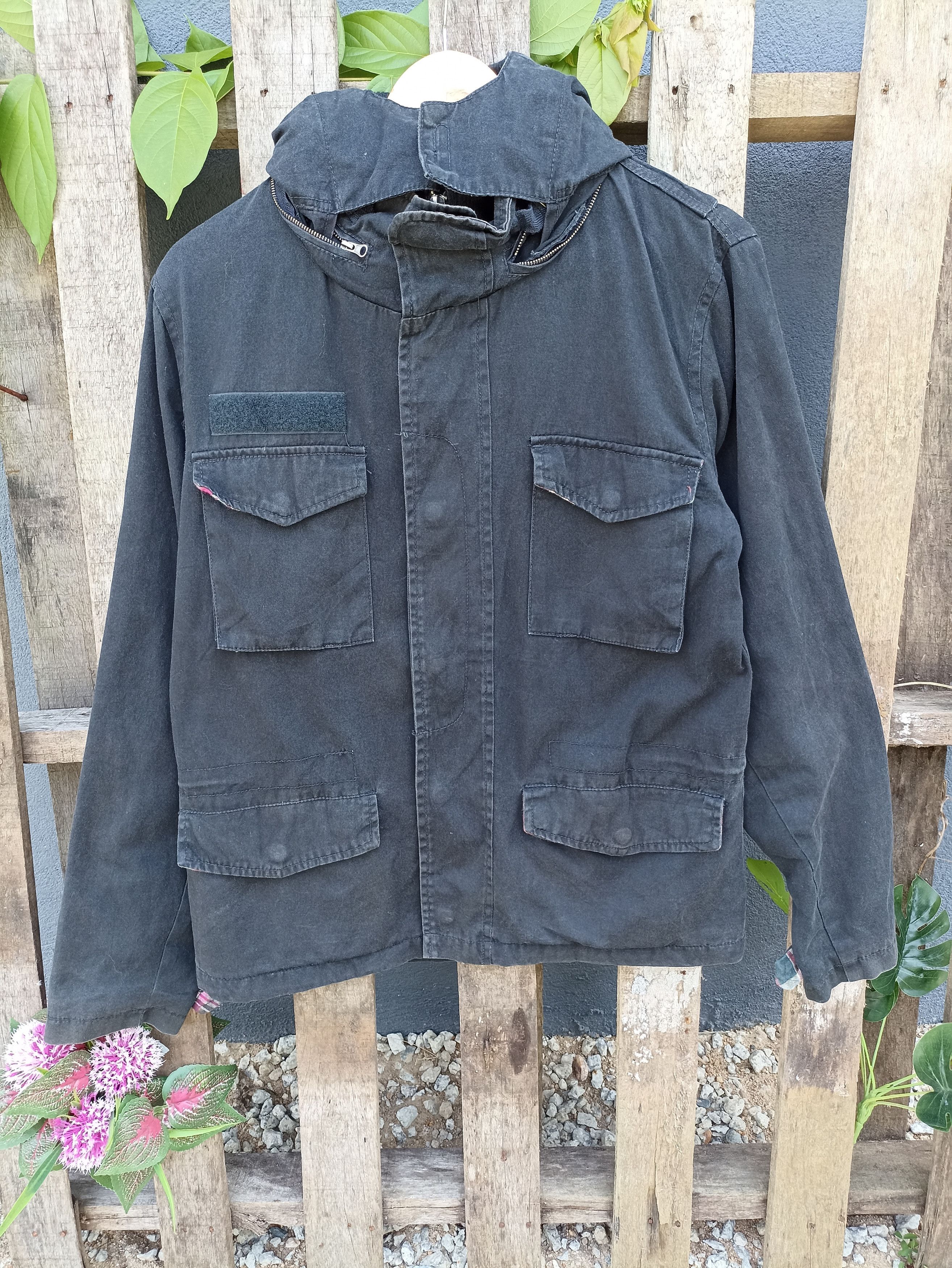 image of Utility Pro Wear x Vintage Real Crush Utility Military Hooded Jacket in Faded Black (Size Small)