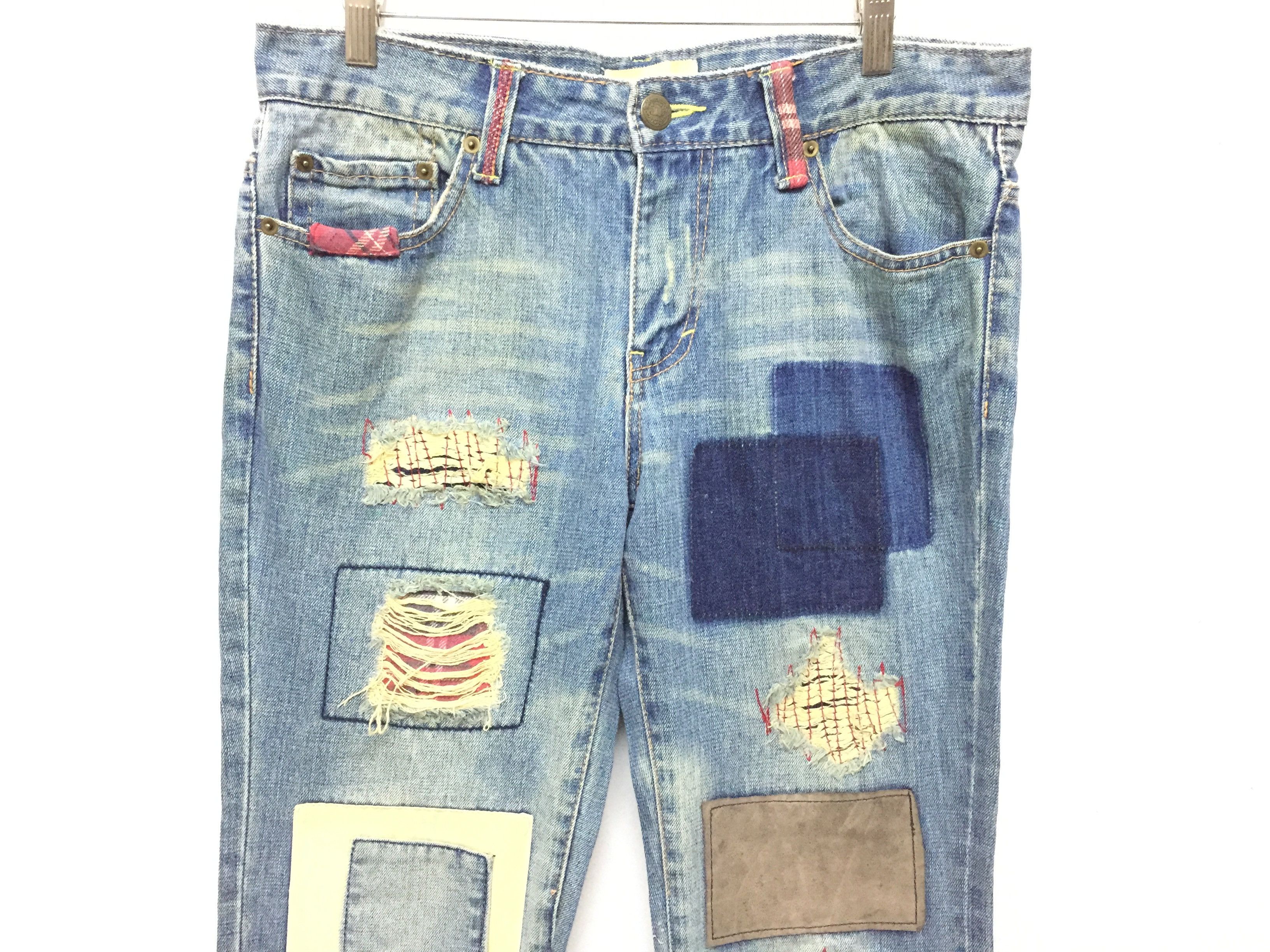 Japanese Brand 90's PATCHWORK Denim Japanese brand similar kapital Size US 33 - 4 Thumbnail