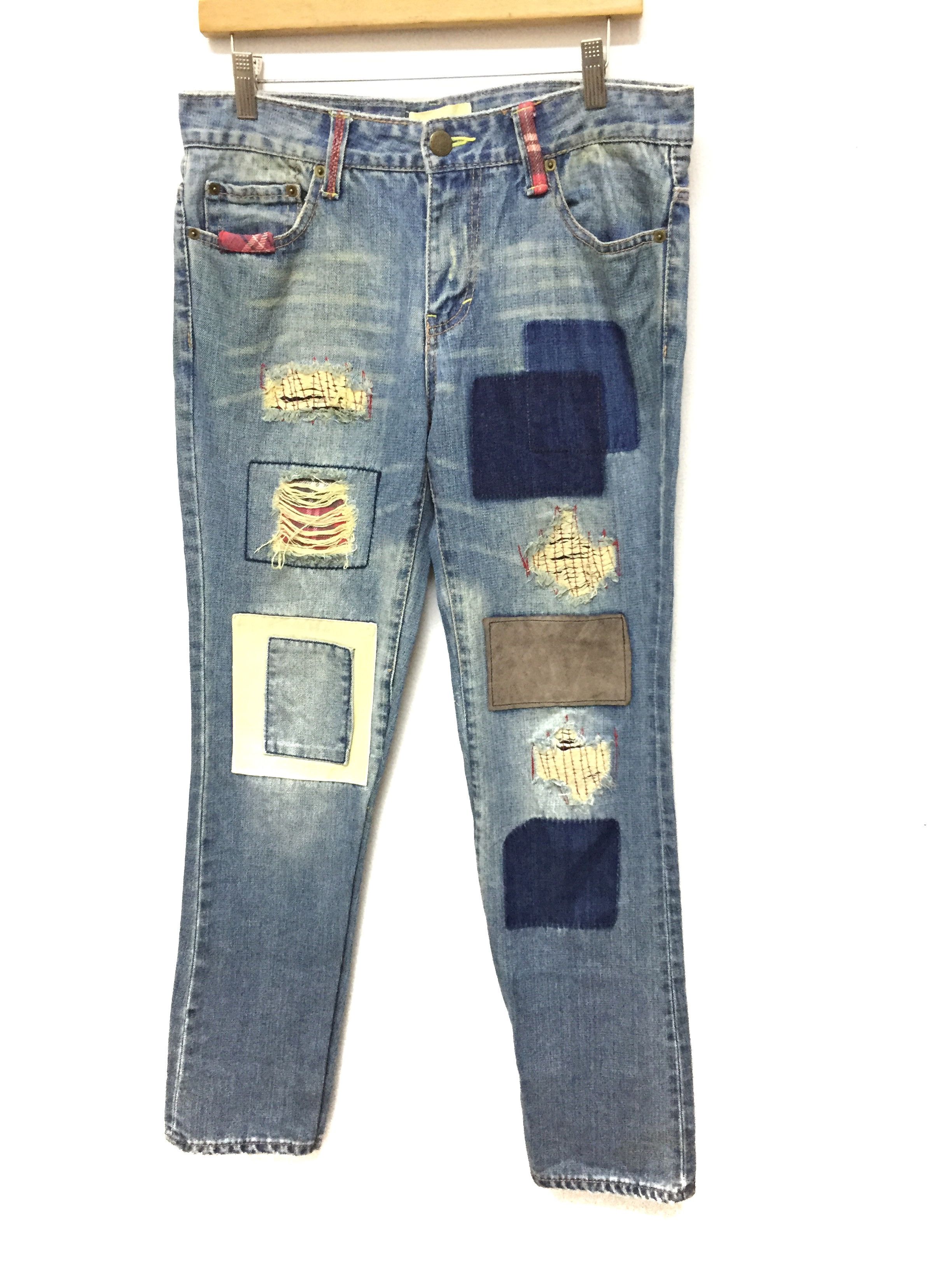 Japanese Brand 90's PATCHWORK Denim Japanese brand similar kapital Size US 33 - 1 Thumbnail