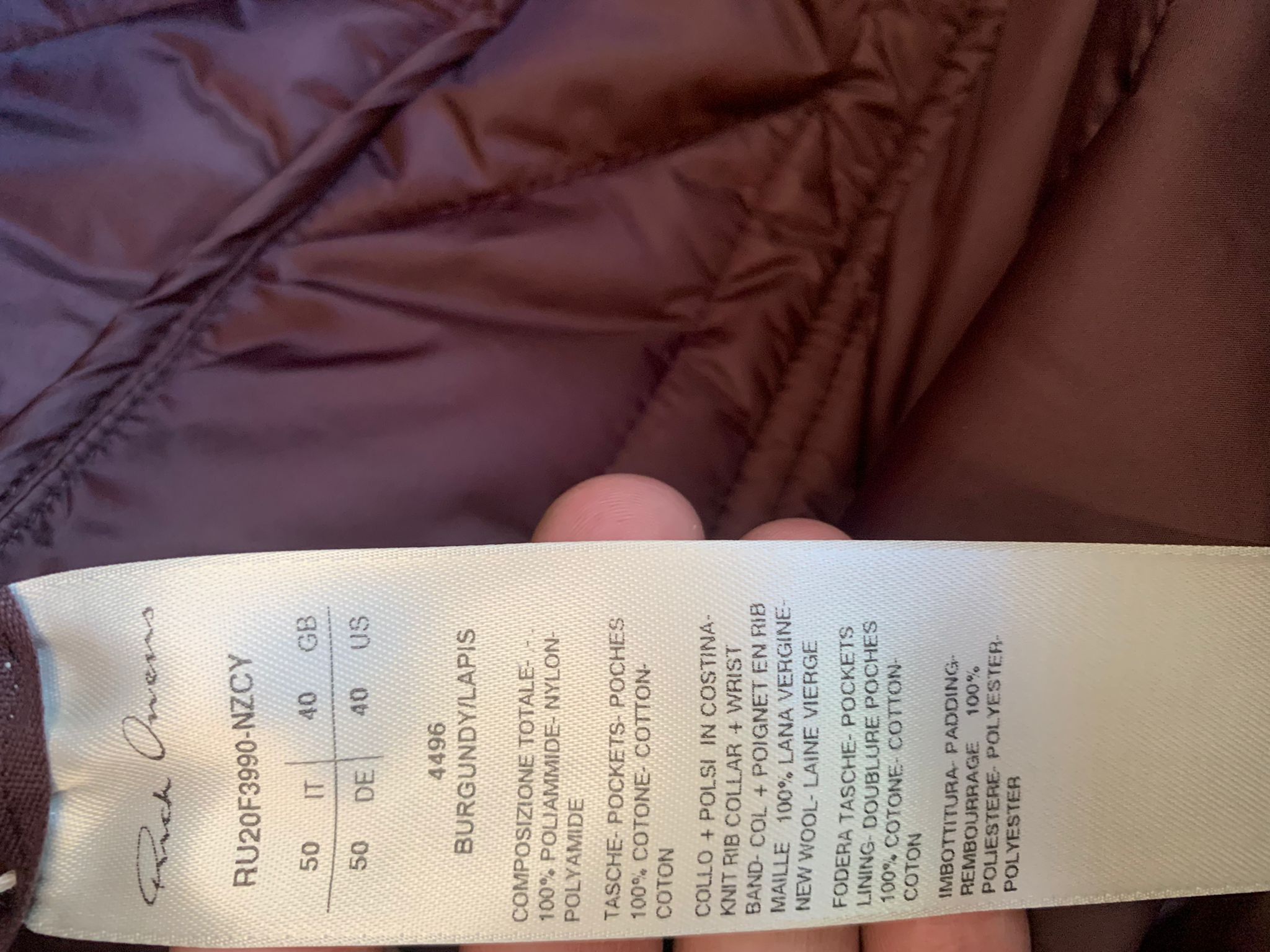 Rick Owens Quilted Liner Peacoat in Burgundy Size US M / EU 48-50 / 2 - 12 Thumbnail