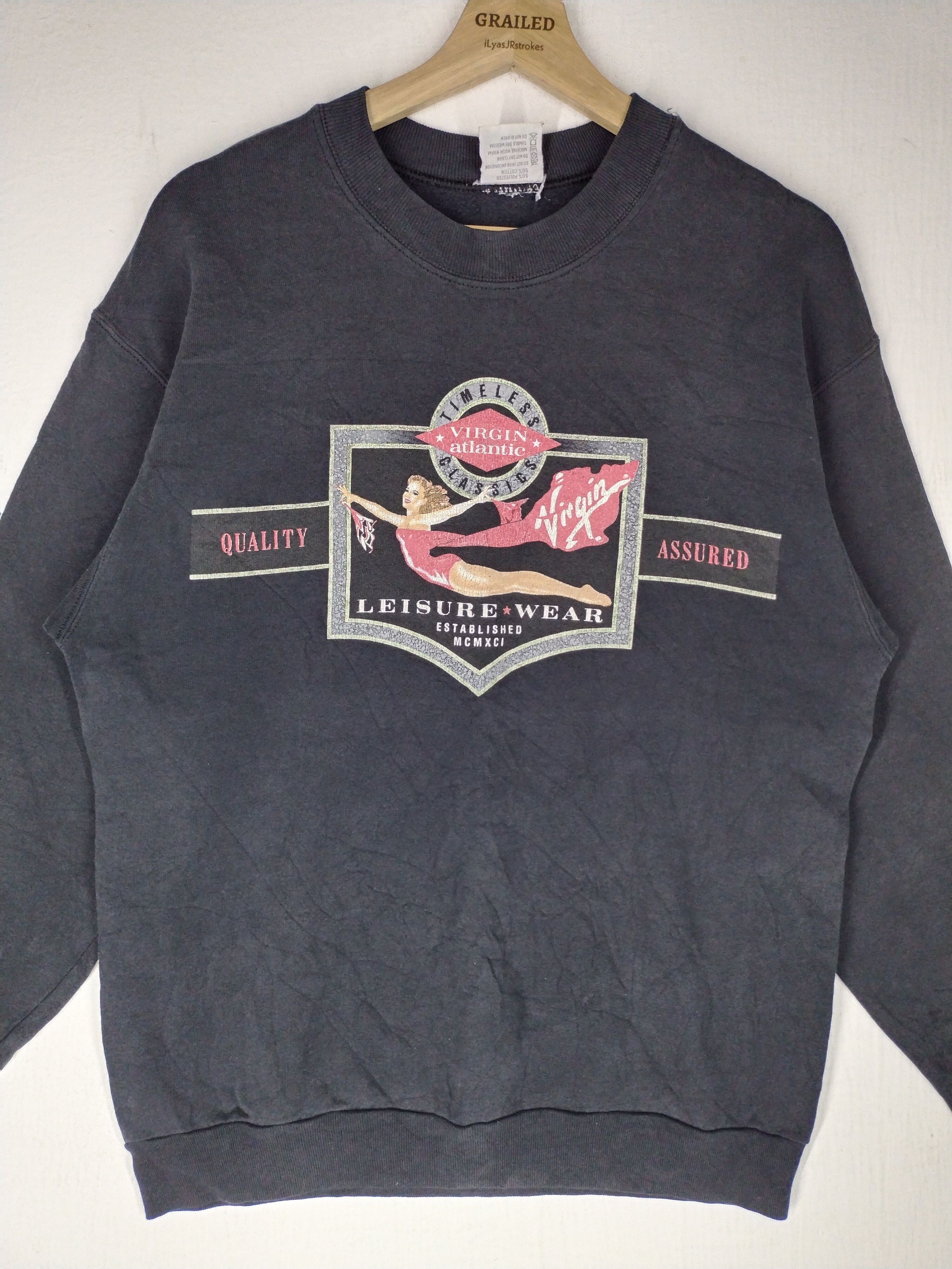 VINTAGE 90s FLY VIRGIN ATLANTIC PROMO CREWNECK