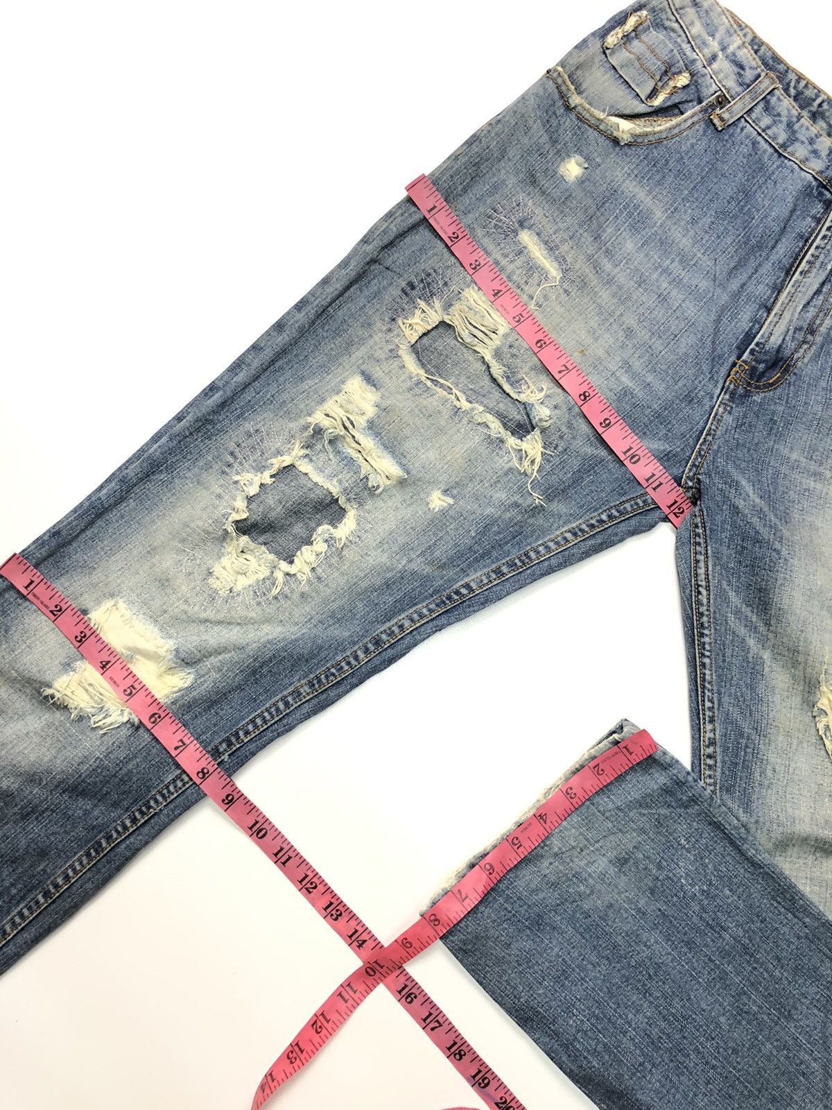 Designer JOGE MARTIN MAN MADE CARFTED BLUE WASH DISSTRESSED DENIM Size US 31 - 14 Thumbnail