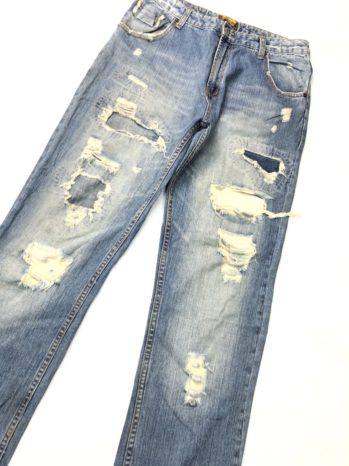 Designer JOGE MARTIN MAN MADE CARFTED BLUE WASH DISSTRESSED DENIM Size US 31 - 2 Thumbnail