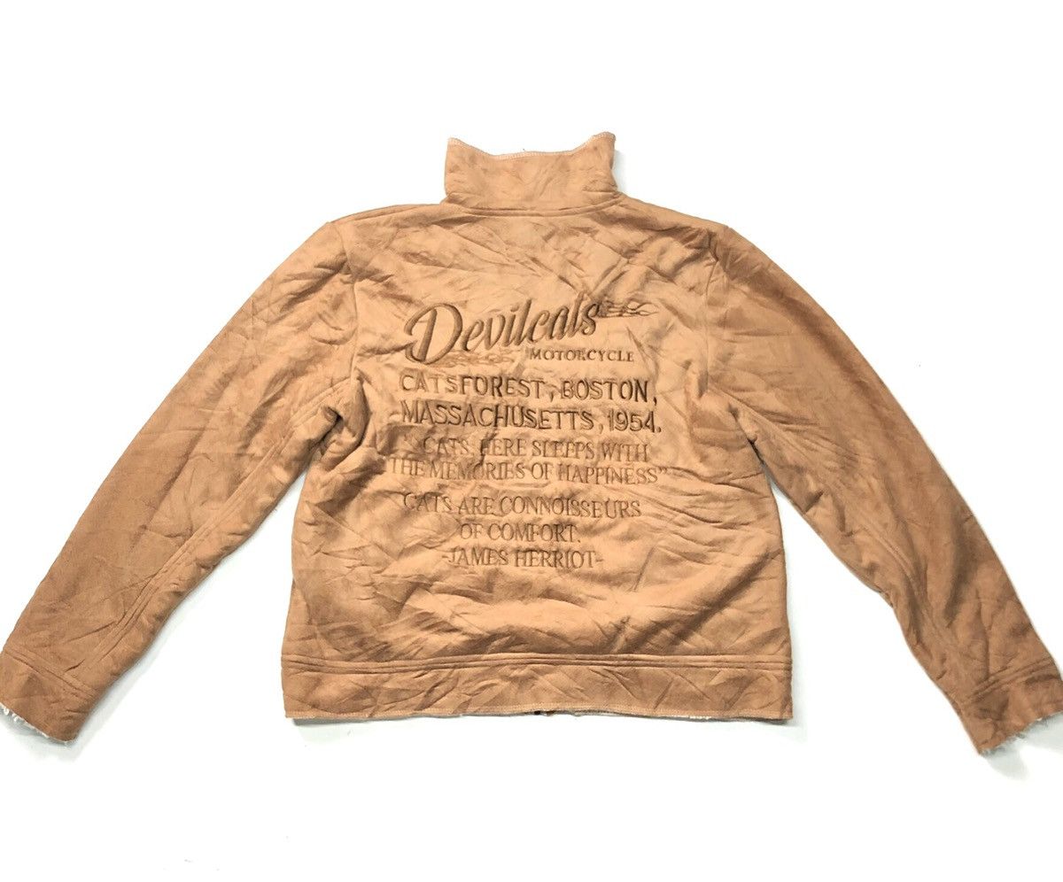 Other × Vintage VINTAGE DEVIL CATS MOTORCYCLE SUEDE SHERPA JACKET Size US M / EU 48-50 / 2 - 1 Thumbnail