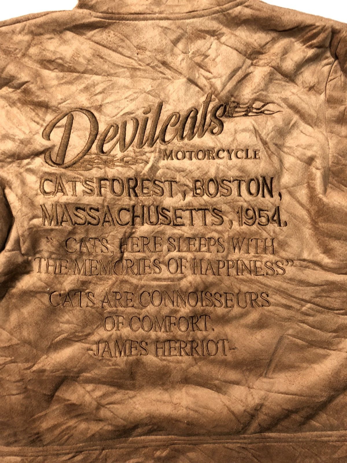 Other × Vintage VINTAGE DEVIL CATS MOTORCYCLE SUEDE SHERPA JACKET Size US M / EU 48-50 / 2 - 3 Thumbnail