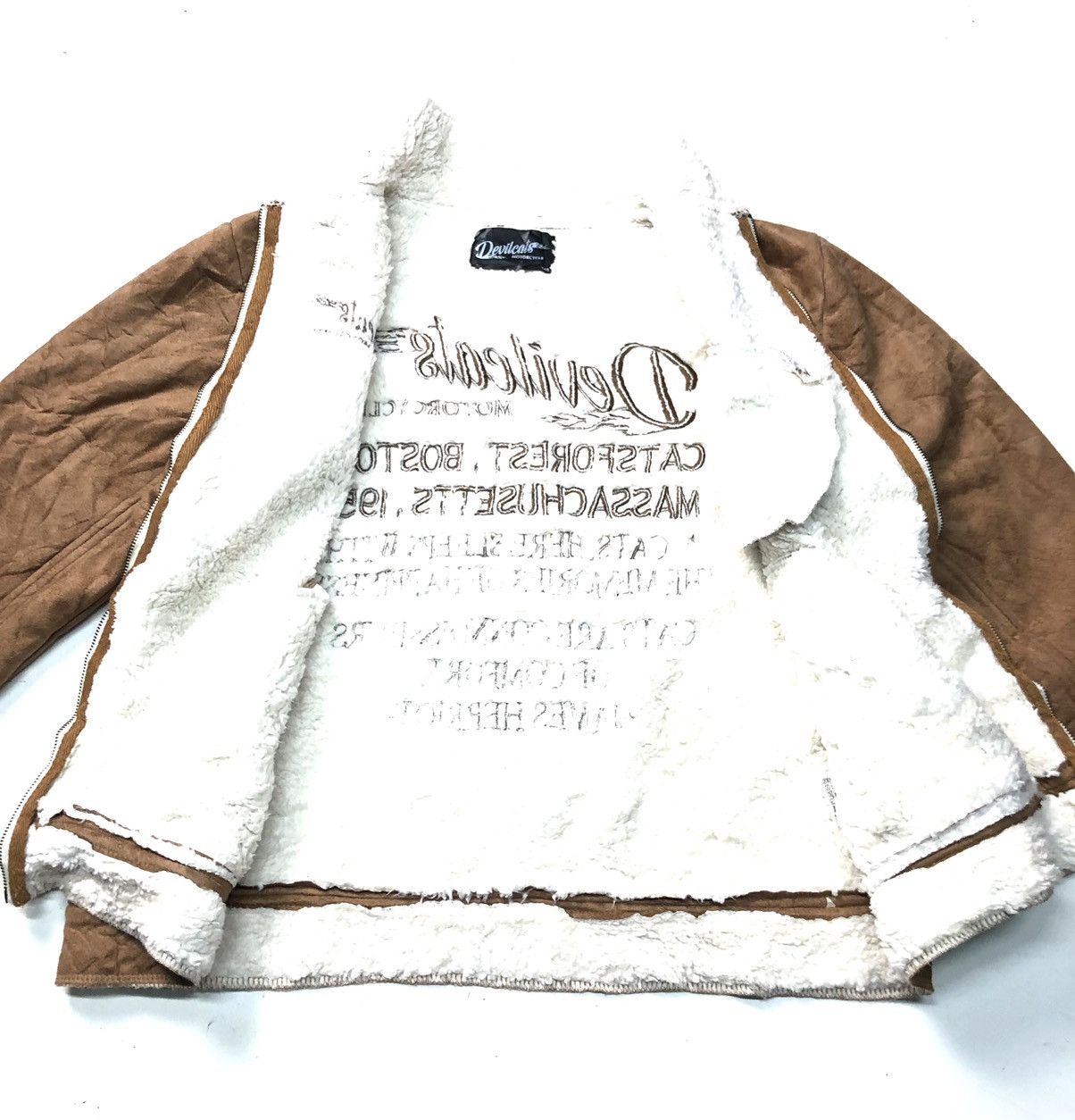 Other × Vintage VINTAGE DEVIL CATS MOTORCYCLE SUEDE SHERPA JACKET Size US M / EU 48-50 / 2 - 7 Thumbnail