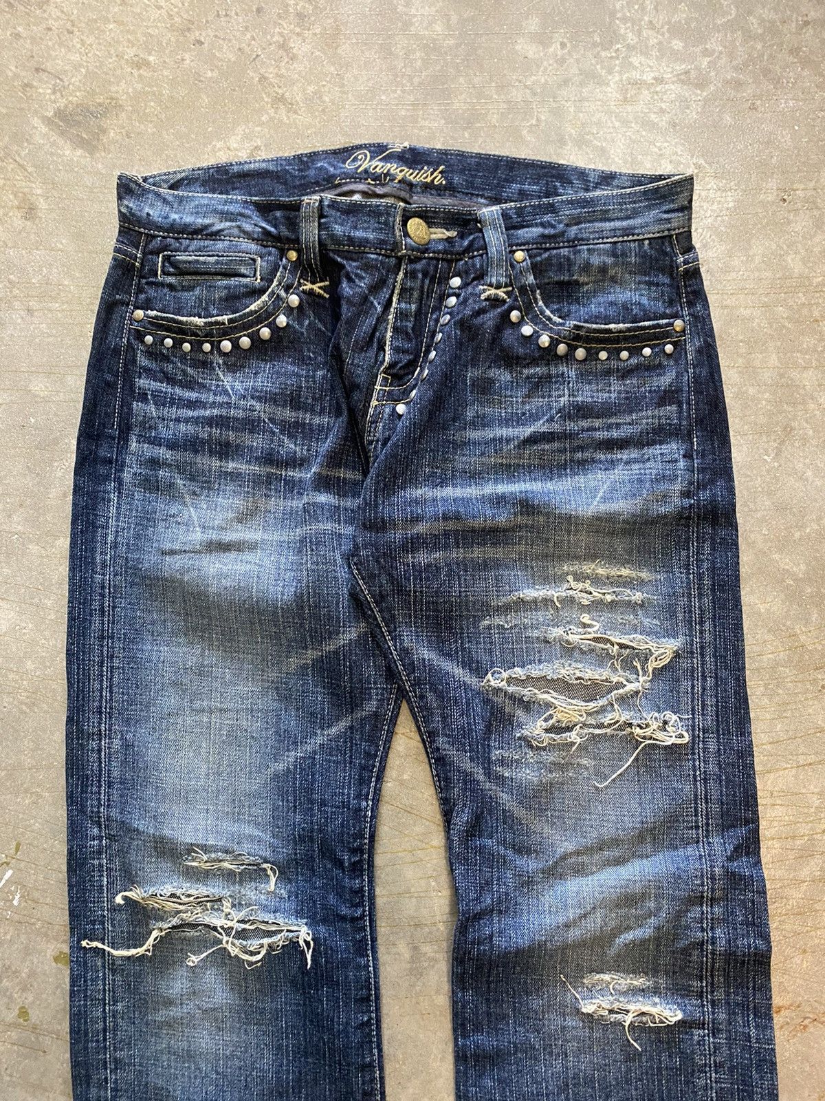 Vanquish Studded punk Distressed Denim Size US 31 - 3 Thumbnail