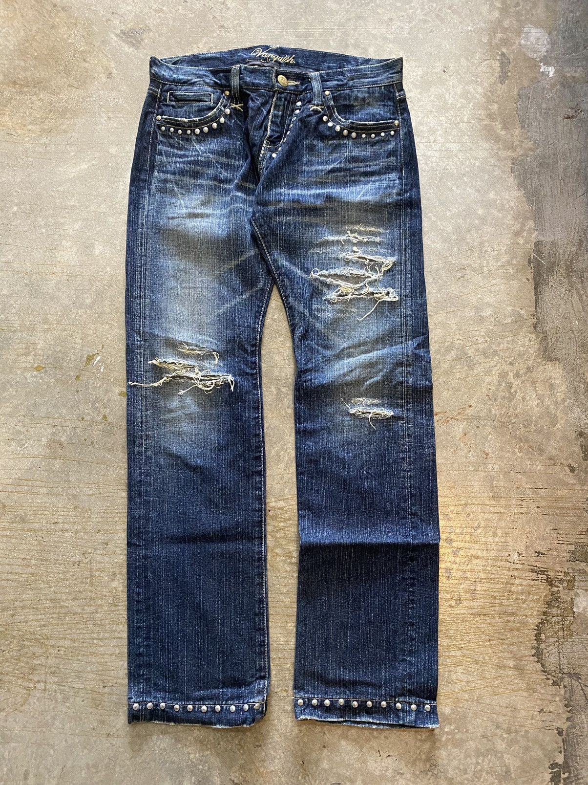 Vanquish Studded punk Distressed Denim Size US 31 - 2 Thumbnail