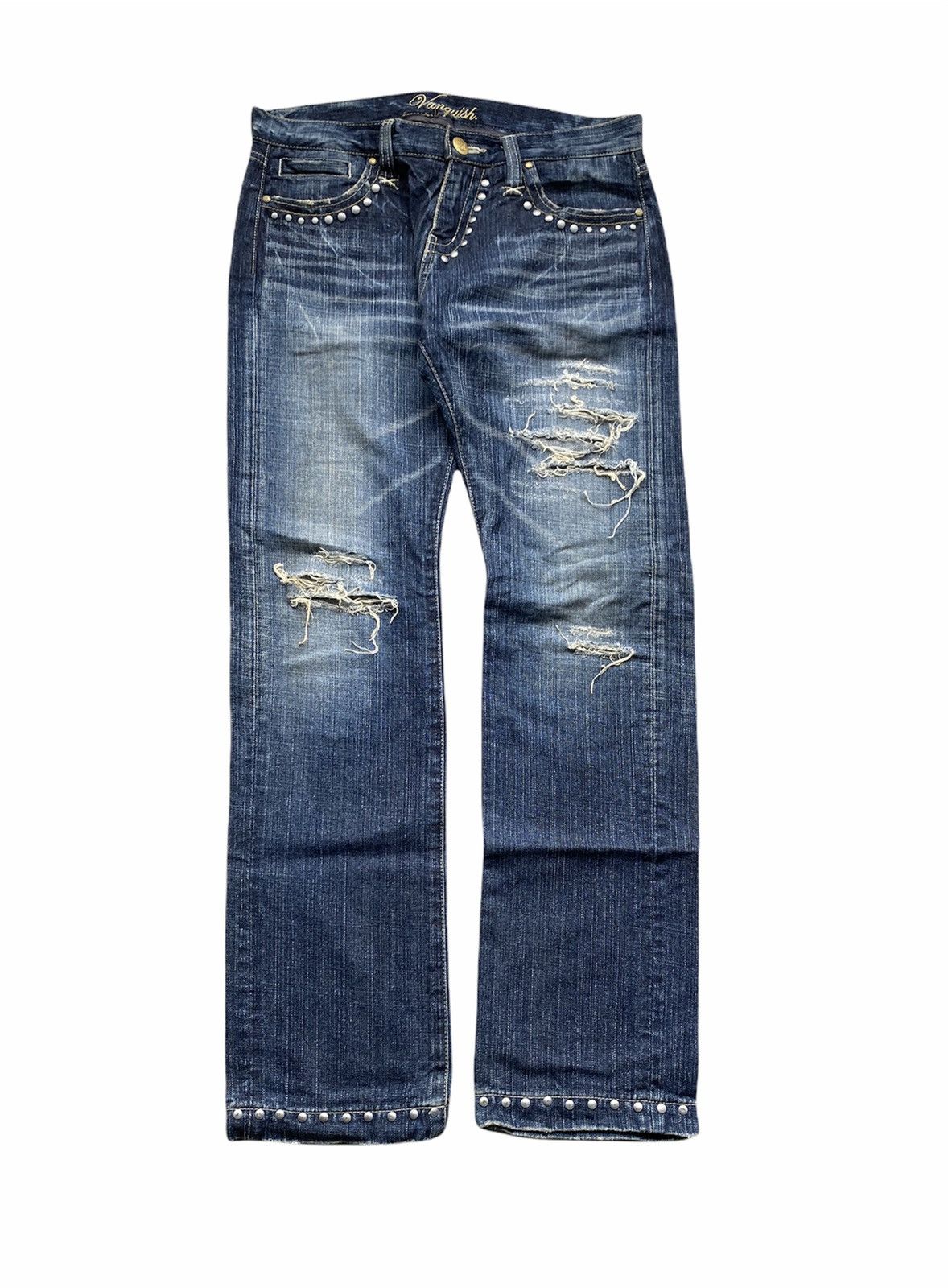 Vanquish Studded punk Distressed Denim Size US 31 - 1 Thumbnail
