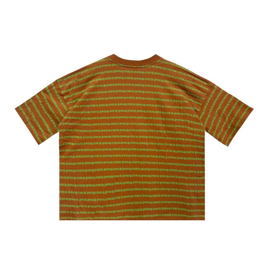 Chrome Hearts Chrome Hearts Brown Script Logo Stripe Short Sleeve Tee Size US L / EU 52-54 / 3 - 2 Thumbnail