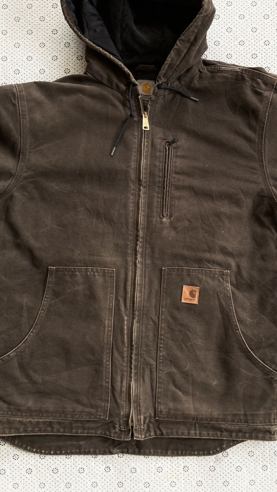 Carhartt × Vintage VINTAGE 1980s CARHART DARK BROWN HODIE JACKET Size US L / EU 52-54 / 3 - 5 Thumbnail