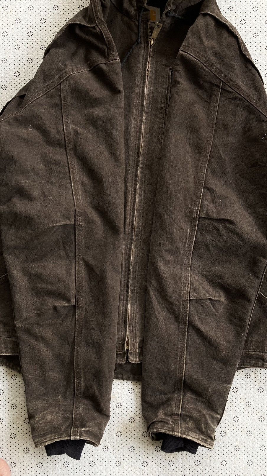 Carhartt × Vintage VINTAGE 1980s CARHART DARK BROWN HODIE JACKET Size US L / EU 52-54 / 3 - 6 Thumbnail