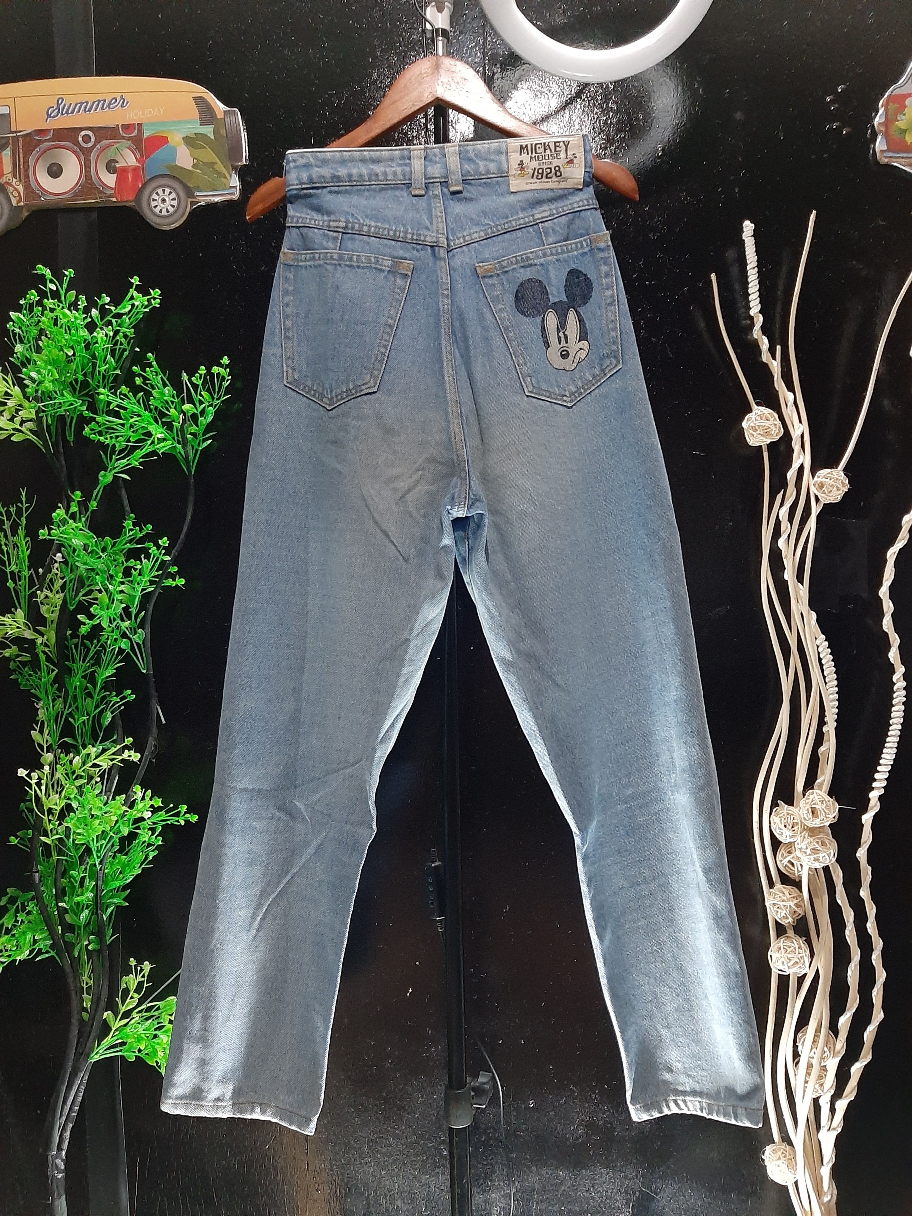 Mickey Mouse × Vintage VINTAGE 90s MICKEY MOUSE EMBROIDERY SPELL OUT DENIM Size US 27 - 6 Thumbnail