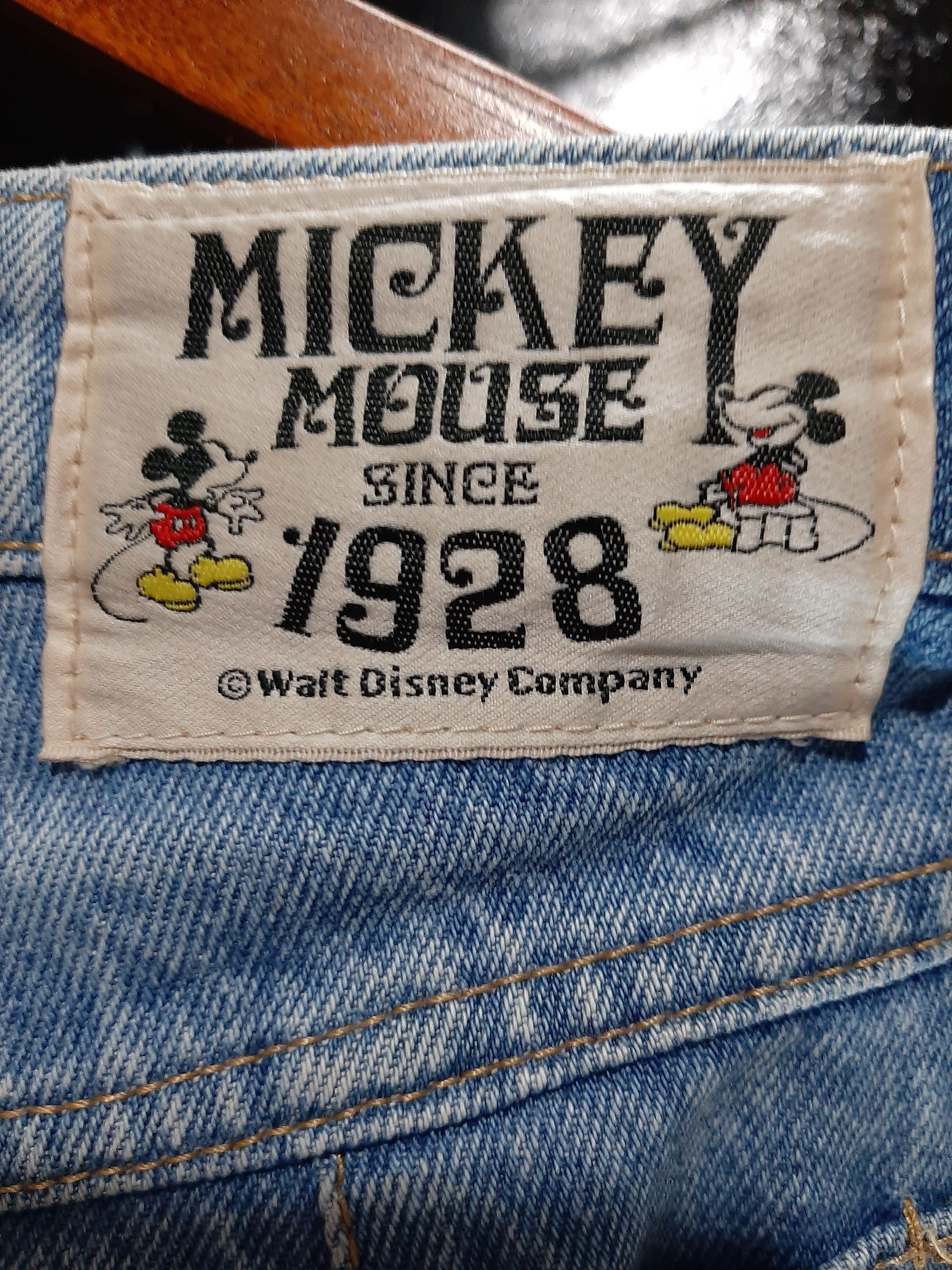 Mickey Mouse × Vintage VINTAGE 90s MICKEY MOUSE EMBROIDERY SPELL OUT DENIM Size US 27 - 8 Thumbnail