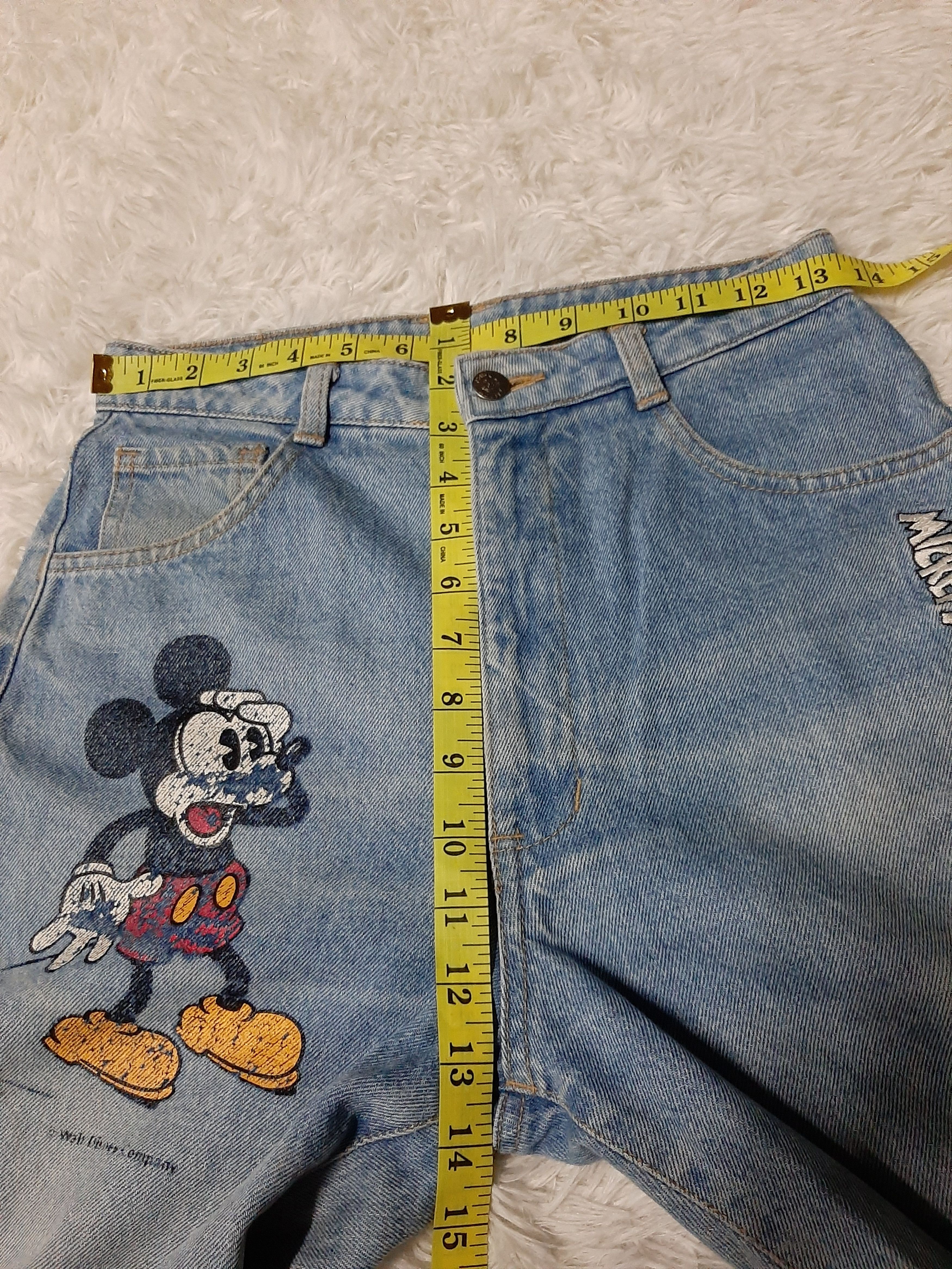Mickey Mouse × Vintage VINTAGE 90s MICKEY MOUSE EMBROIDERY SPELL OUT DENIM Size US 27 - 12 Thumbnail