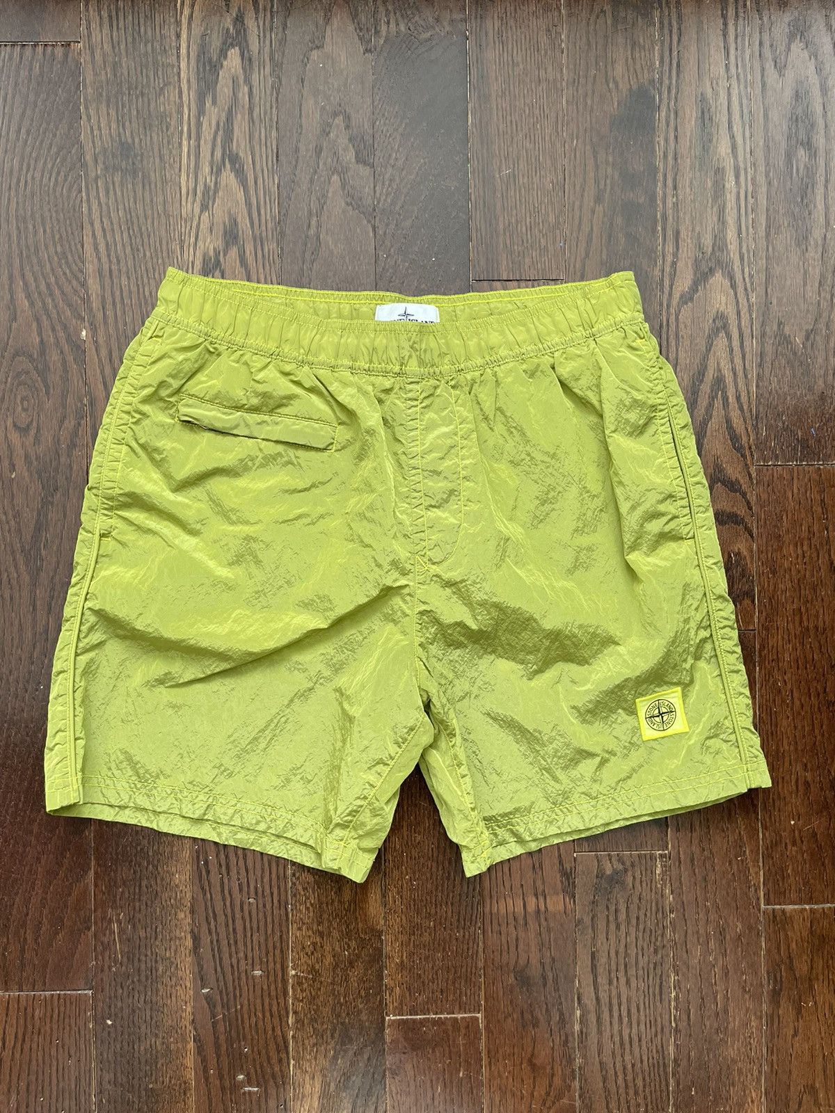 image of Stone Island Nylon Metal Shorts Lime Green, Men's (Size 32)