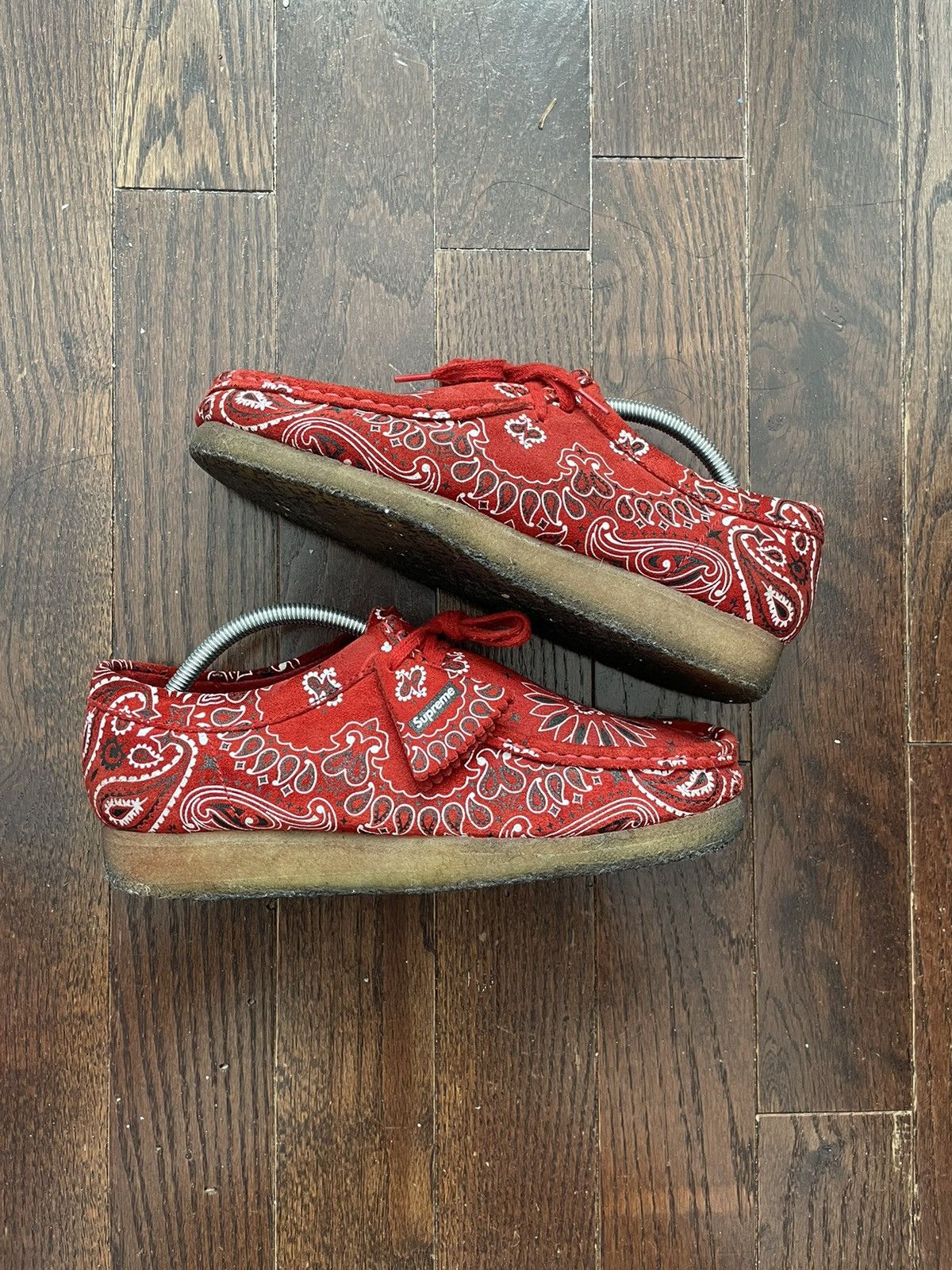 image of Clarks Wallabees Low Paisley Bandana Red Shoes, Men's (Size 9)