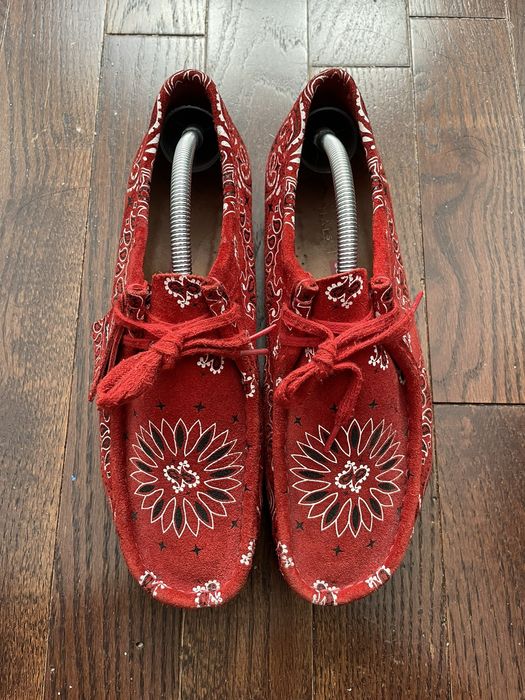 Supreme Supreme Clarks Wallabees Low Paisley Bandana Red | Grailed