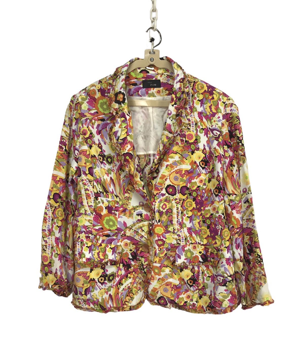 image of Multicolor Art Printed Button Up By Outzon, Women's (Size Medium)