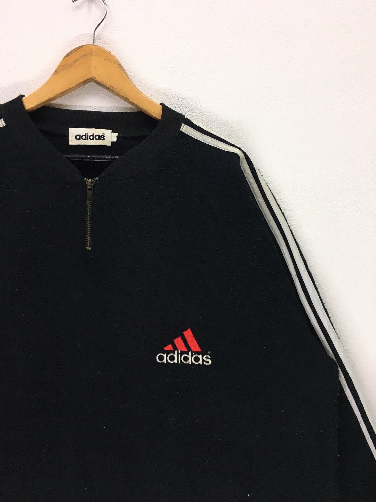 Adidas × Vintage Vintage Adidas Three Stripes Fleece Sweatshirt Size US L / EU 52-54 / 3 - 2 Thumbnail